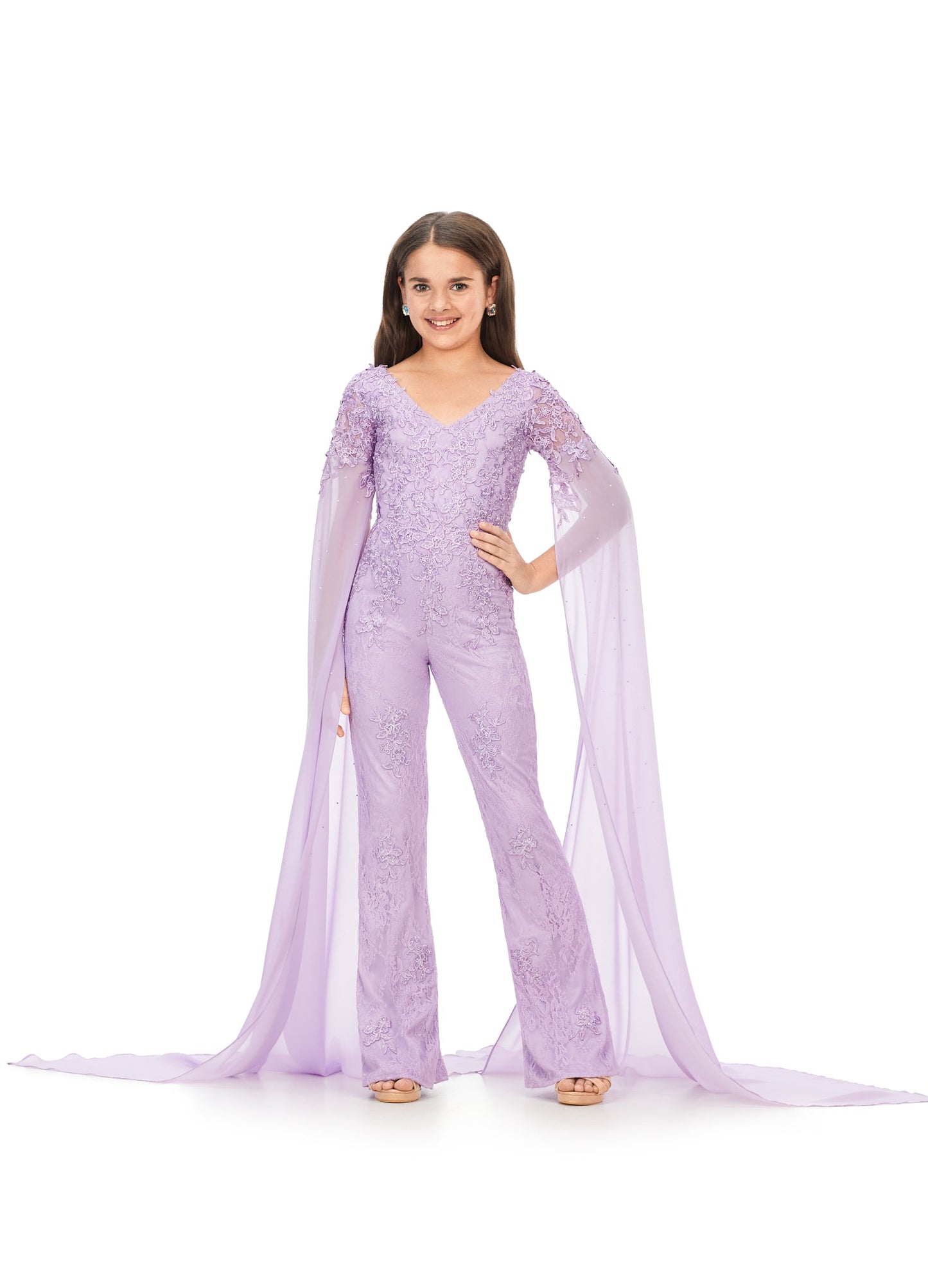 Ashley Lauren Kids 8162 Size 6, 10, 14 Lilac Lace Girls Jumpsuit Forma –  Glass Slipper Formals