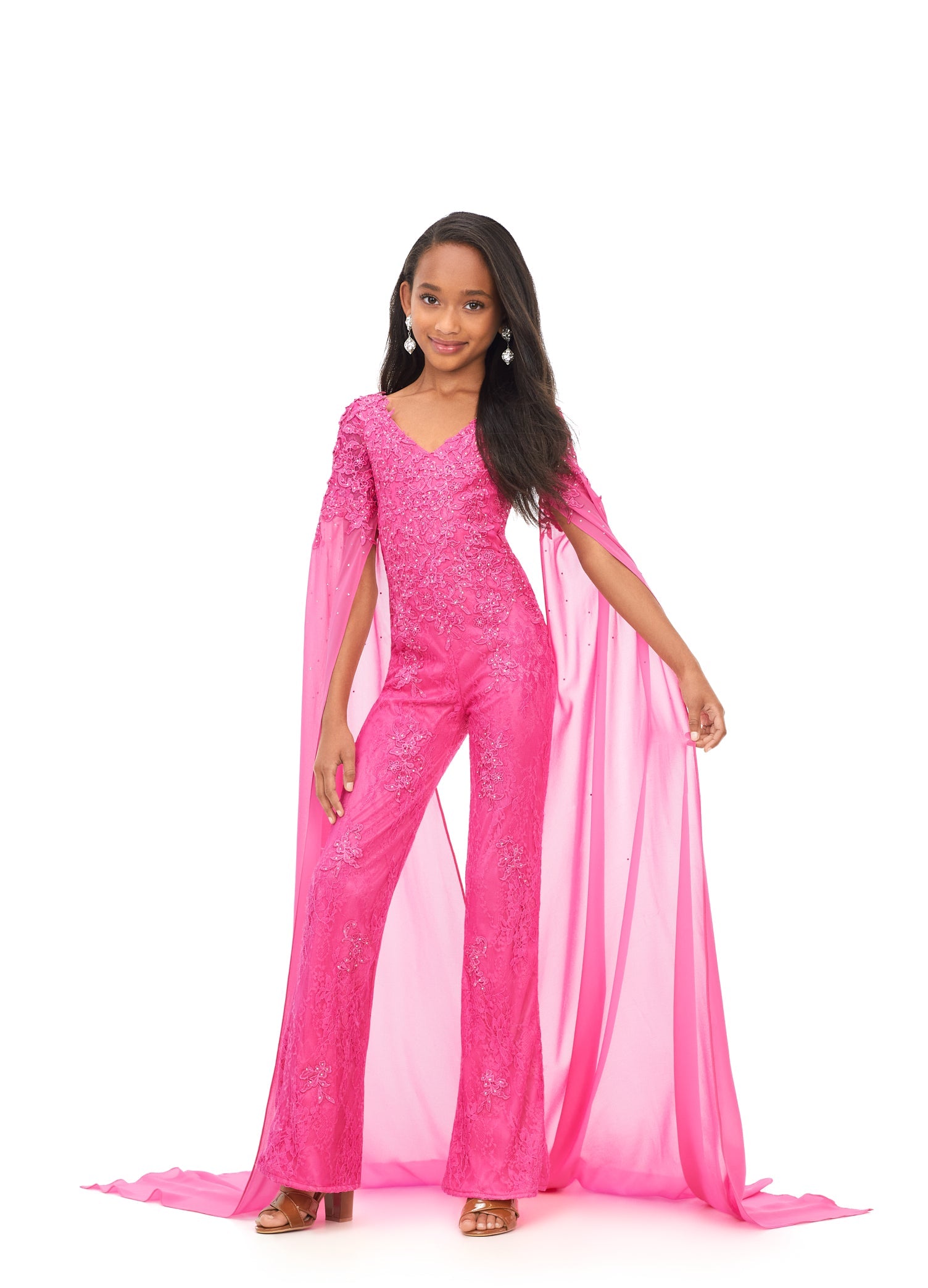 Ashley Lauren Kids 8162 Size 6, 10, 14 Lilac Lace Girls Jumpsuit 