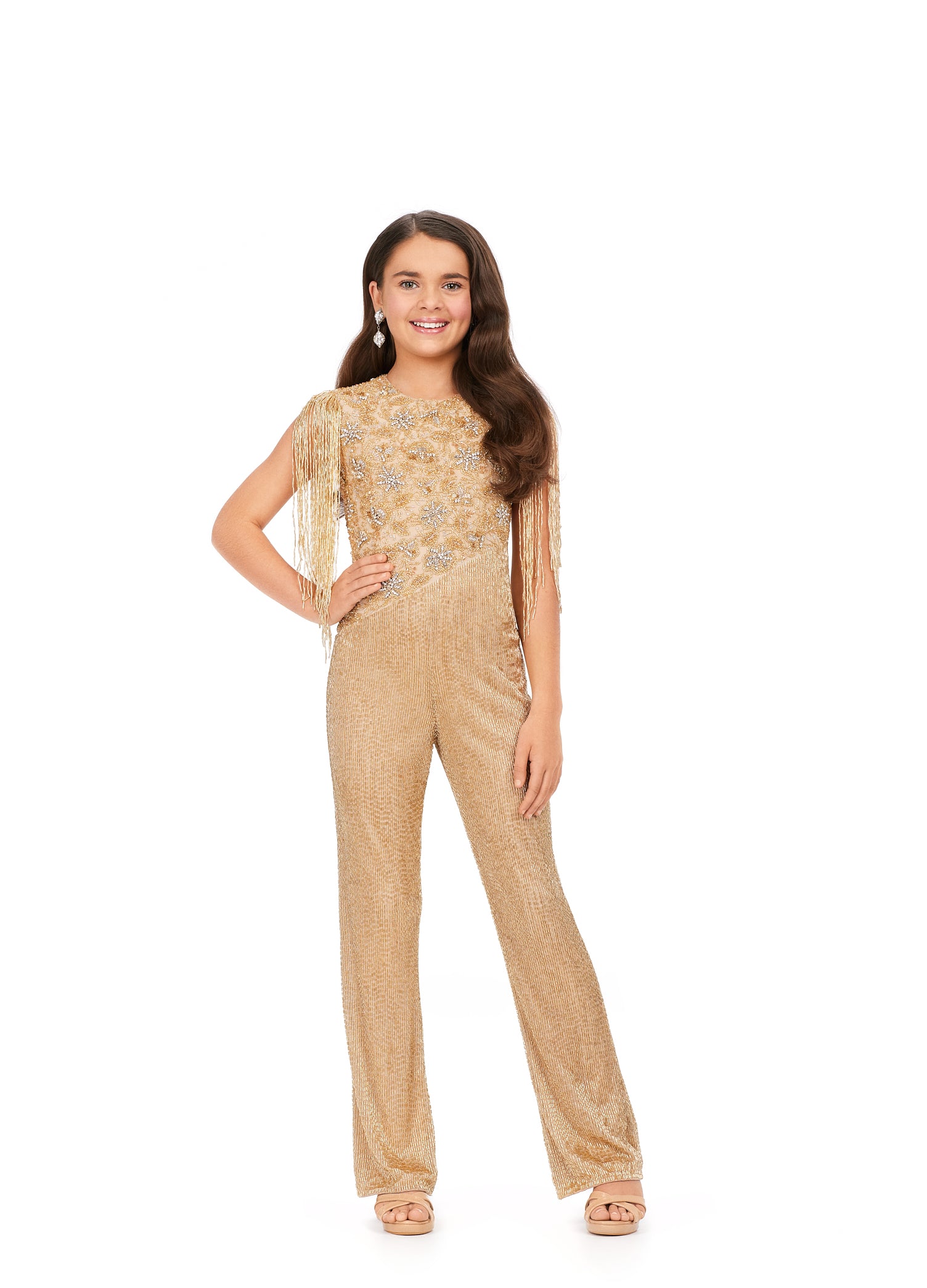 Gold beaded cheap jumpsuit