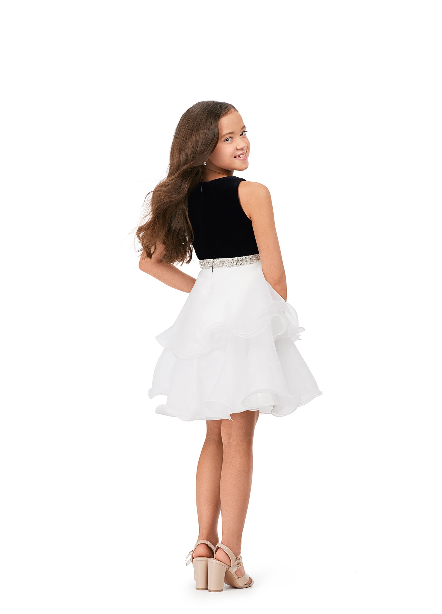 Ashley Lauren Kids 8216 Velvet Bustier And Organza Skirt Beaded