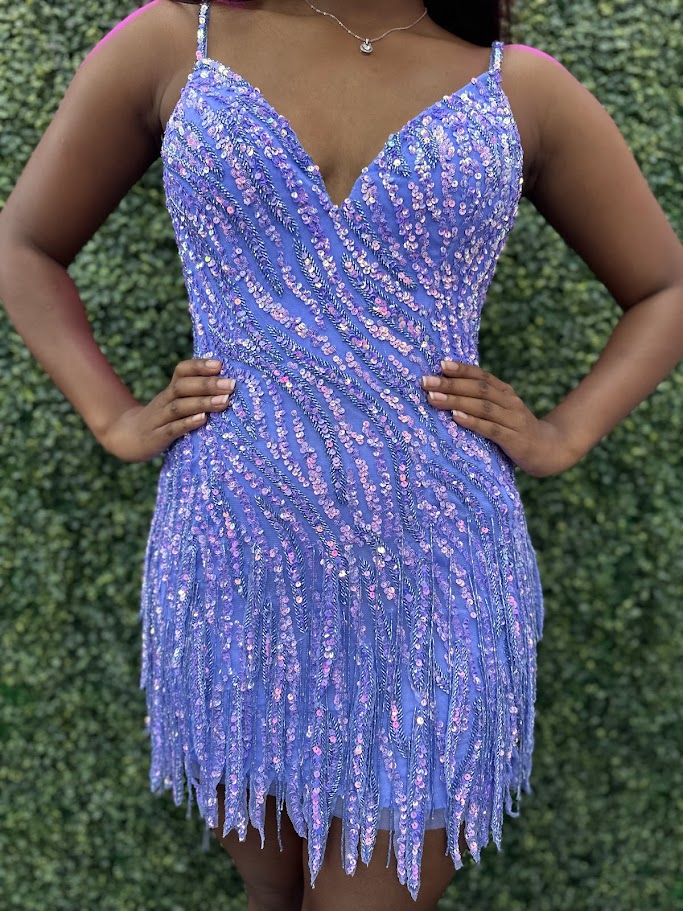 Periwinkle short prom dress best sale