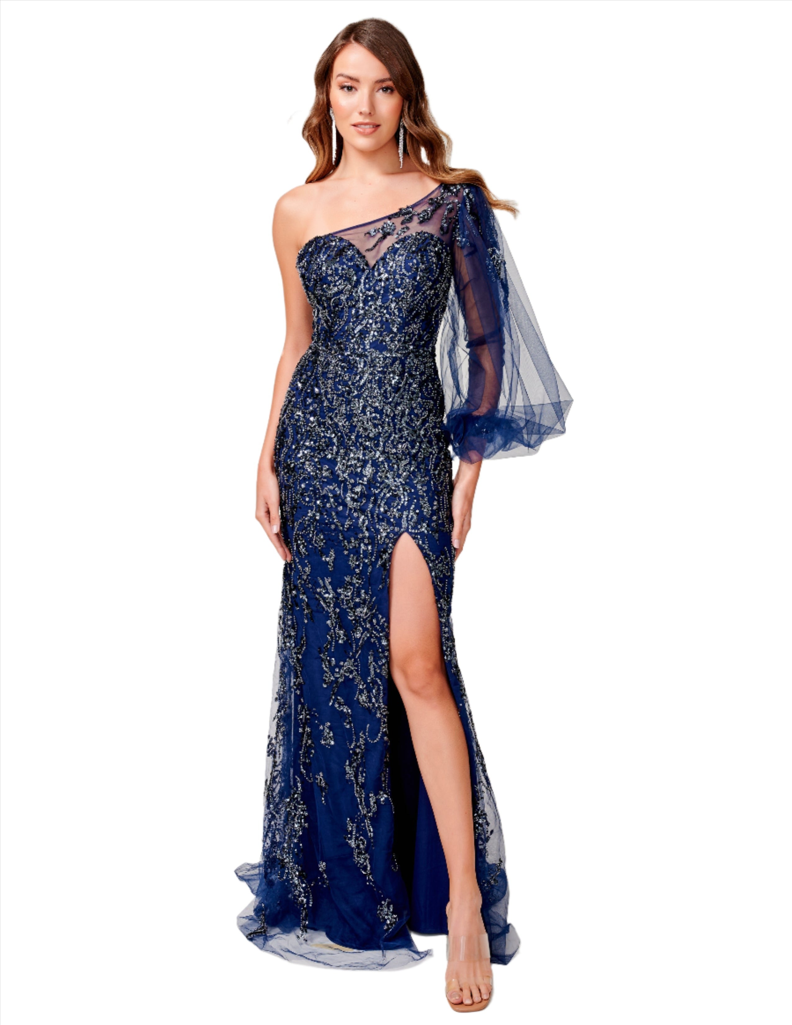 Navy beaded gown hotsell