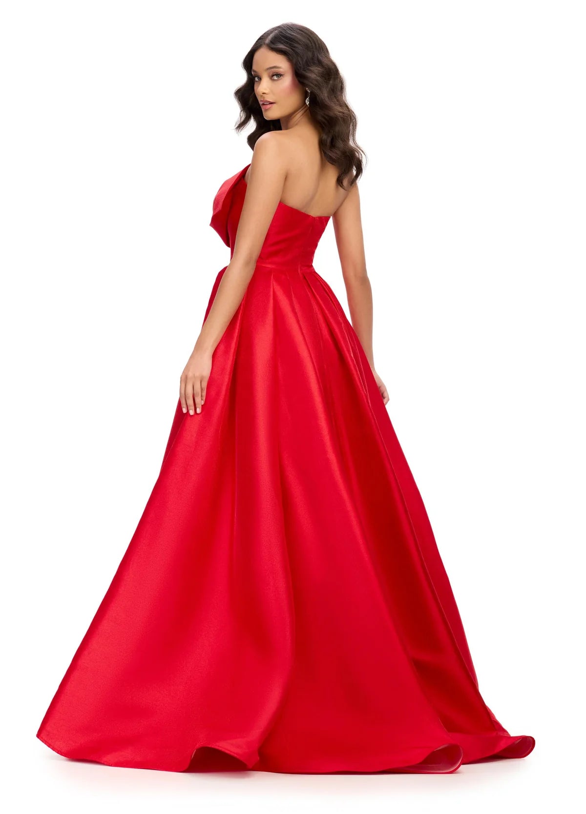 Ashley Lauren 11609 Strapless Mikado Ball Gown Prom Dress with Oversized Bow