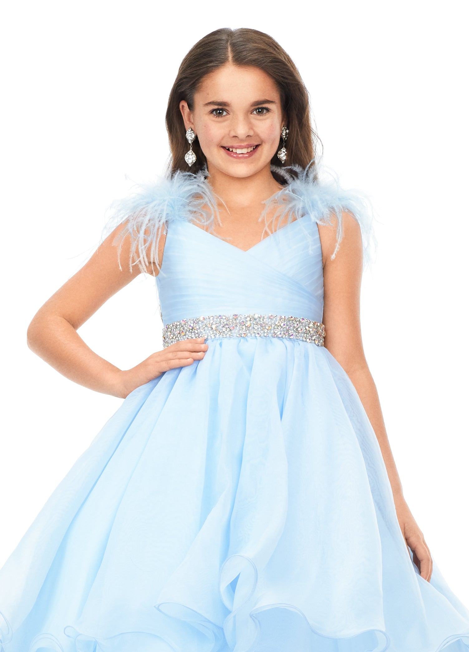 Ashley Lauren Kids 8184 Size 12 Hot Pink Girls Pageant Dress Ball Gown with  Feather Details