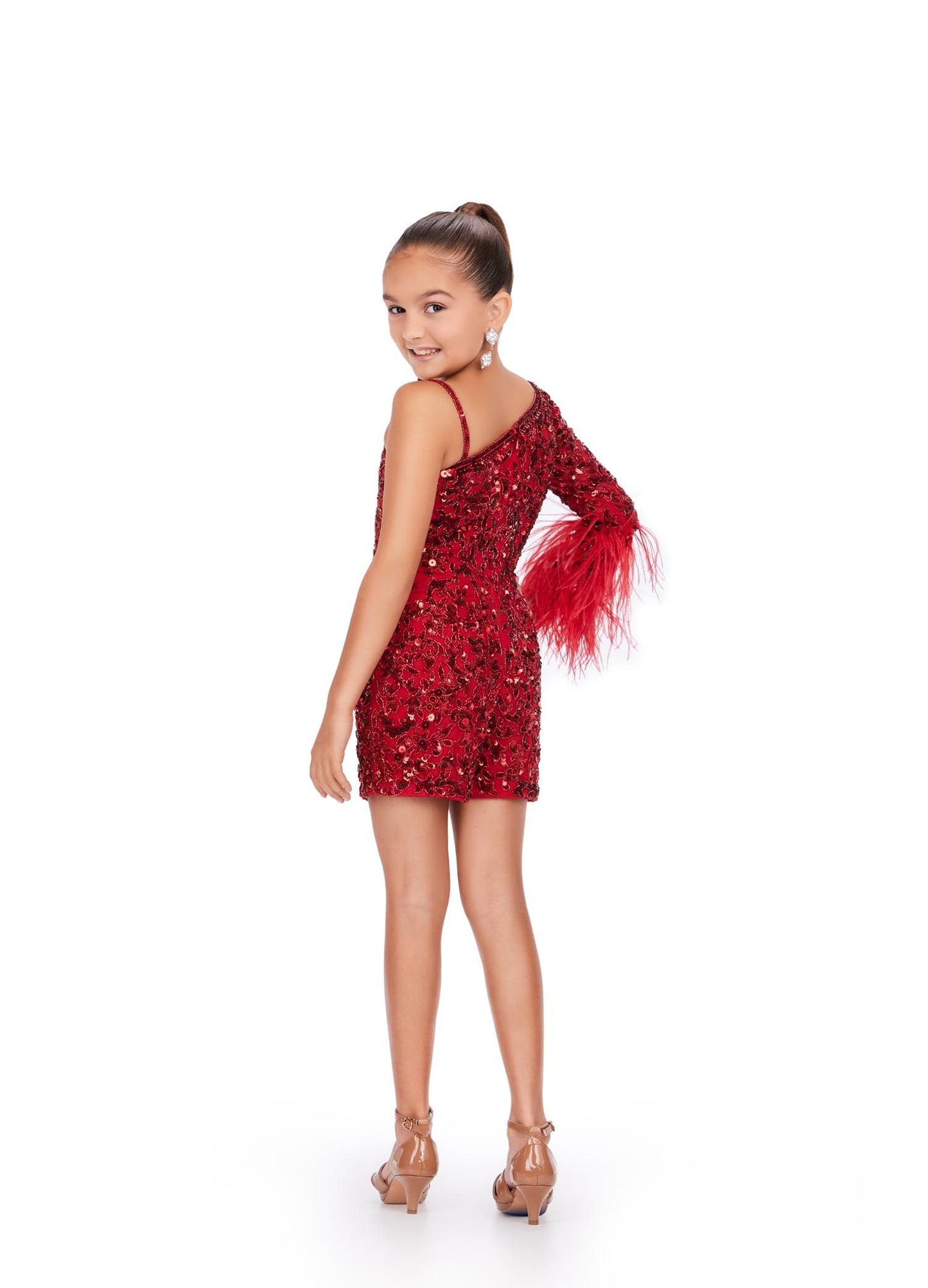 Ashley Lauren Kids 8202 girls pageant jumpsuit one shoulder ruffle det –  Glass Slipper Formals