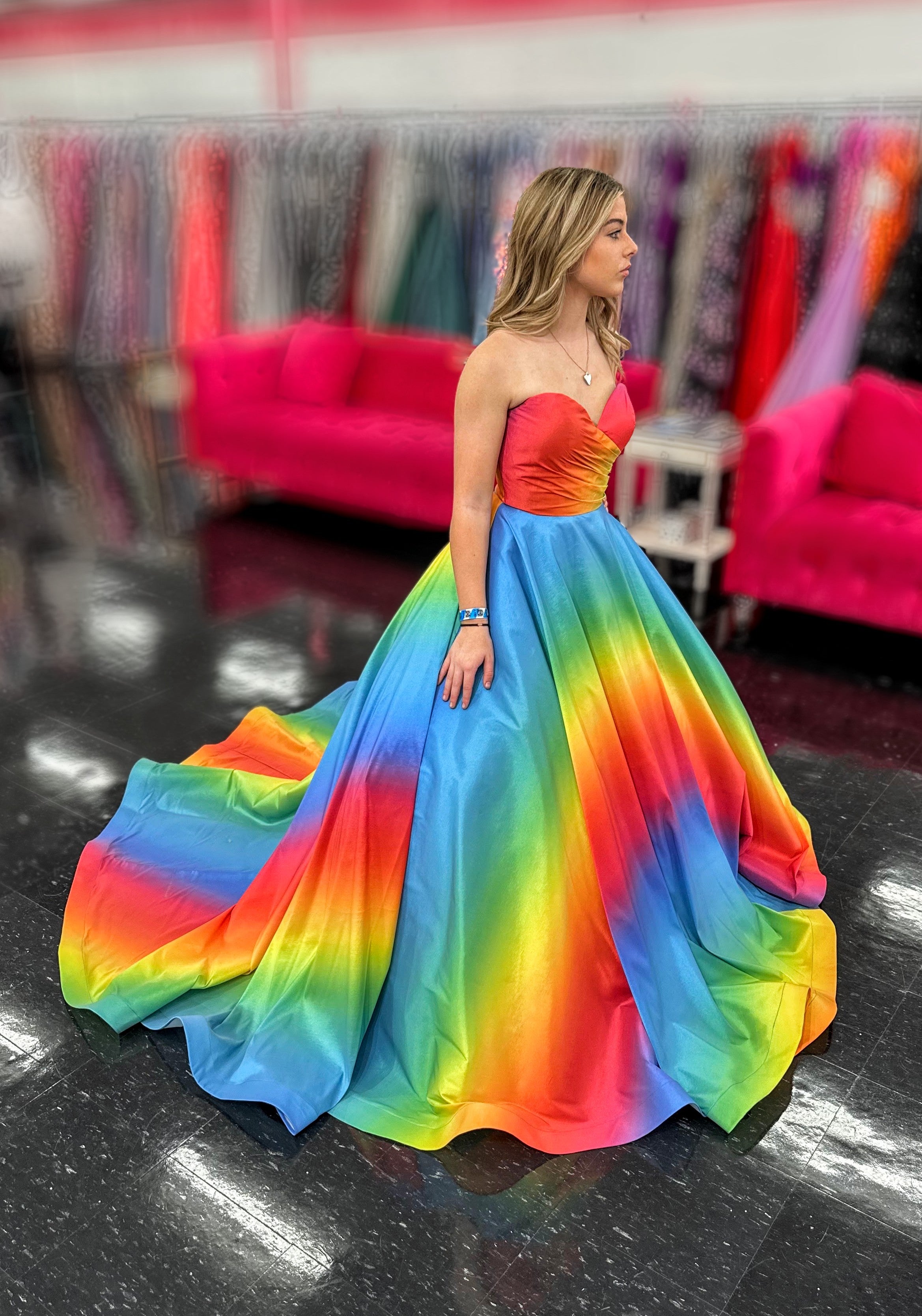 Johnathan Kayne 2202 size 4 Rainbow Dress Ballgown Pageant Bow Ombre P Glass Slipper Formals