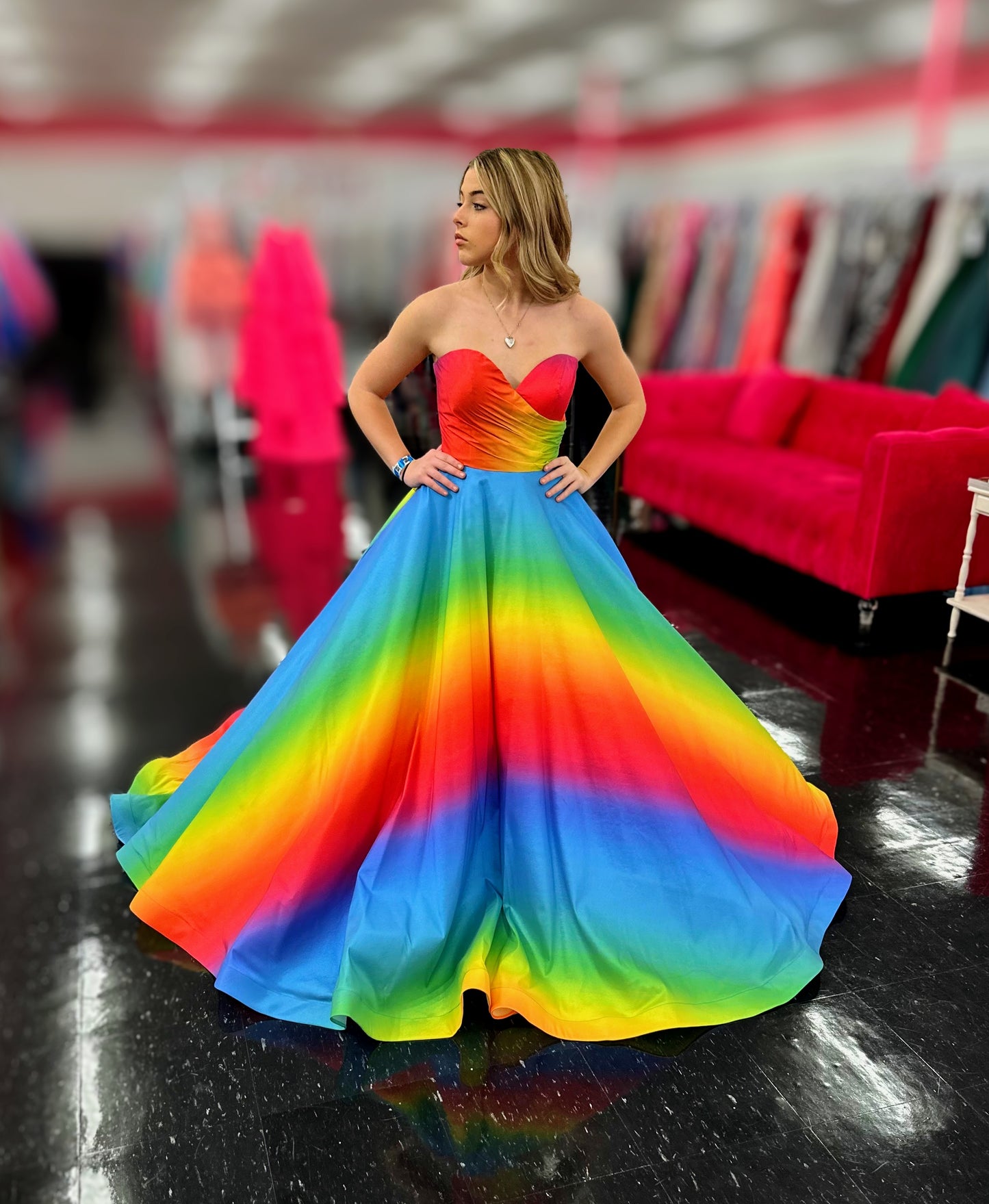 Johnathan Kayne 2202 size 4 Rainbow Dress Ballgown Pageant Bow Ombre Pride Formal