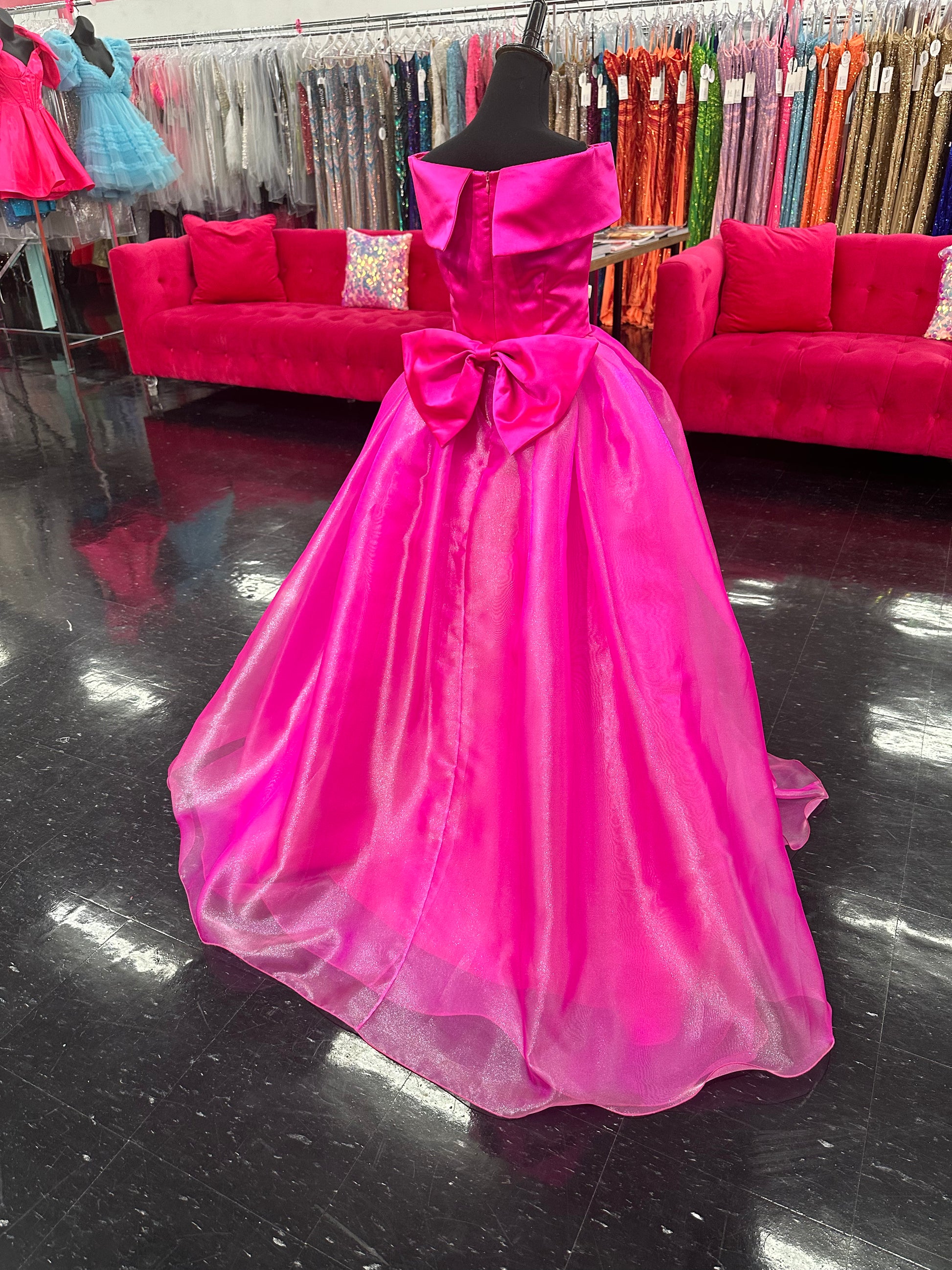 Look like a princess in Marc Defang 5059 Girls Long off the shoulder A line Ballgown. Its beautiful, full-length design will give your little girl an elegant and graceful look. The comfortable fabric and unique design guarantee a perfect fit for any occasion. For additional colors refer to swatches.&nbsp;