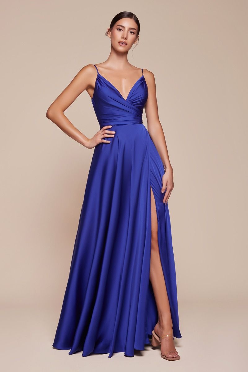 Ladivine 7485 Bridesmaids Dress Soft Satin A-Line Sweetheart Neckline Slit