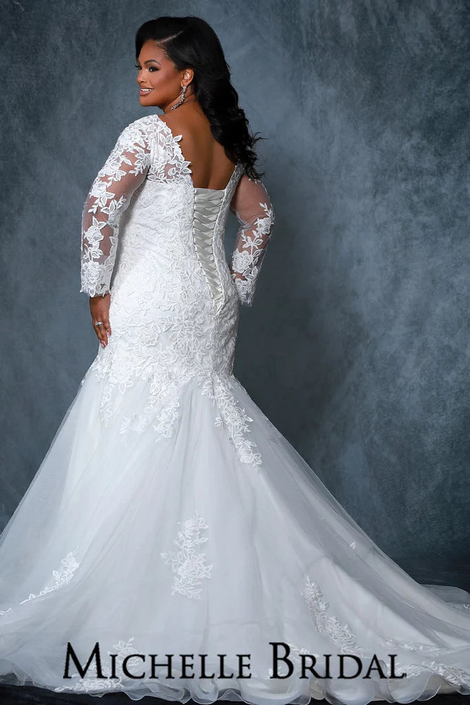 Cap Sleeve Mermaid Wedding Dress With V Neckline And Illusion And