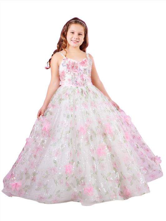 Expertly crafted by House of Wu, the 80007MQ Girls Mini Quince Dress boasts a stunning 3D floral design, complemented by a metallic corset and intricate beaded sequins. Perfect for any special occasion, this dress combines style and sophistication to make your little girl shine. Corset Back  Sizes: 2-12  Colors: Pink Rose, Blue Rose