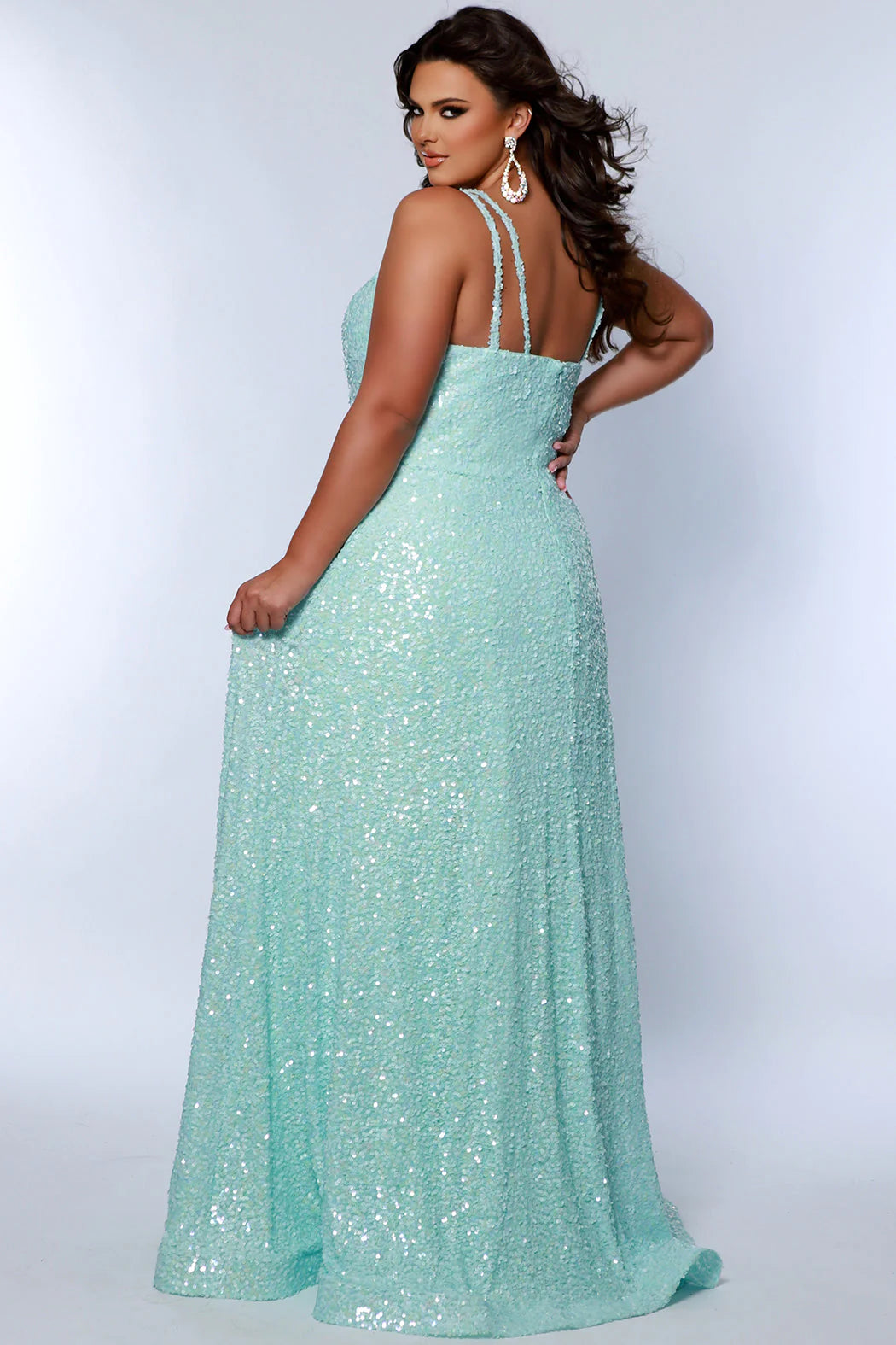 Sydneys Closet SC7365 Long Prom Dress Plus Size Sequin Scoop Neckline –  Glass Slipper Formals