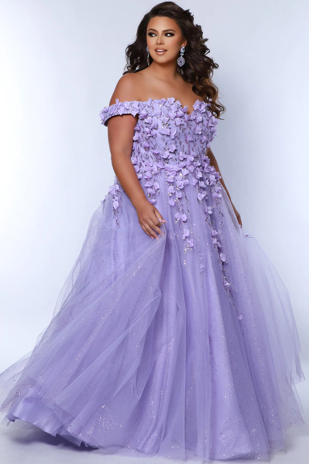 A-line Corset Off The Shoulder Floor Length Tulle Prom Dress with lace  appliques