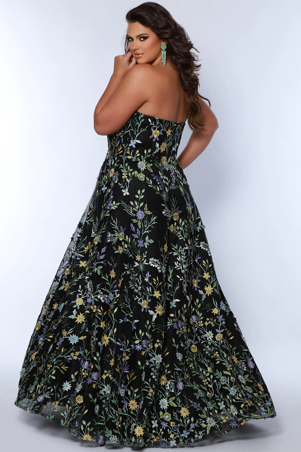 Sydneys Closet SC7381 Long Prom Dress Plus Size A-Line Sweetheart Stapless  Floral Formal Gown