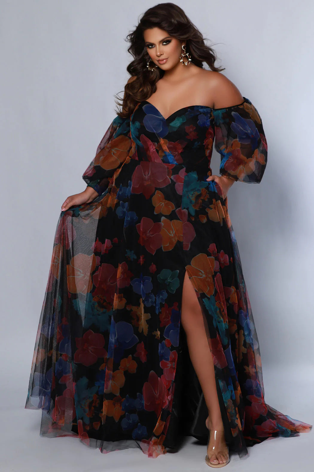 Sydneys Closet SC7386 Long Prom Dress Plus Size Strapless A-Line Flora –  Glass Slipper Formals