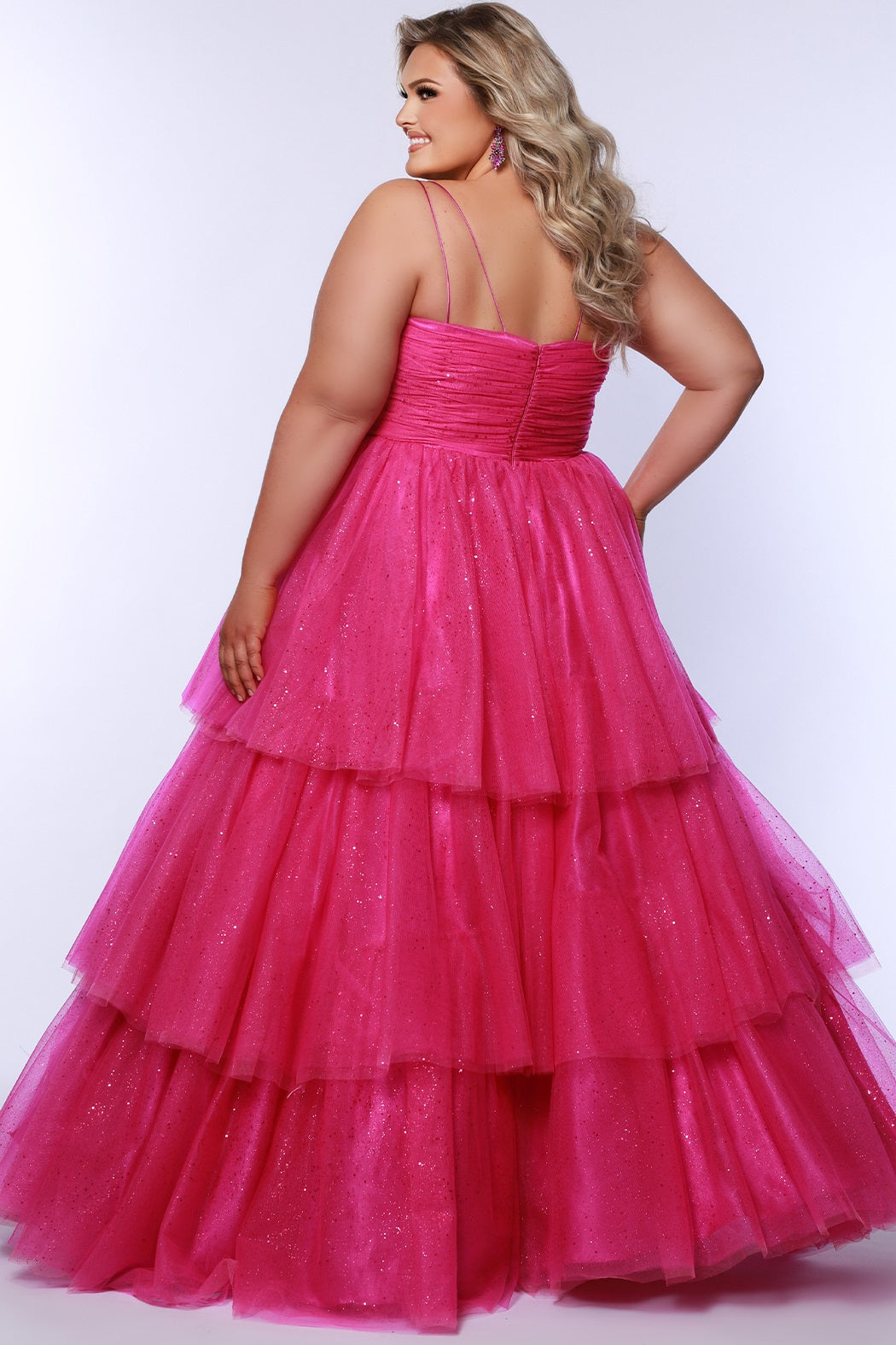 Sydneys Closet SC7392 Long Prom Dress Plus Size Ballgown Sparkle Tulle Pageant Formal Gown