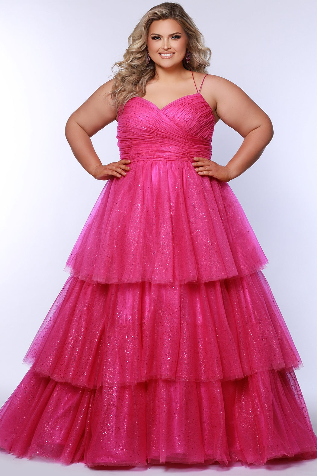 Sydneys Closet SC7392 Long Prom Dress Plus Size Ballgown Sparkle Tulle Pageant Formal Gown