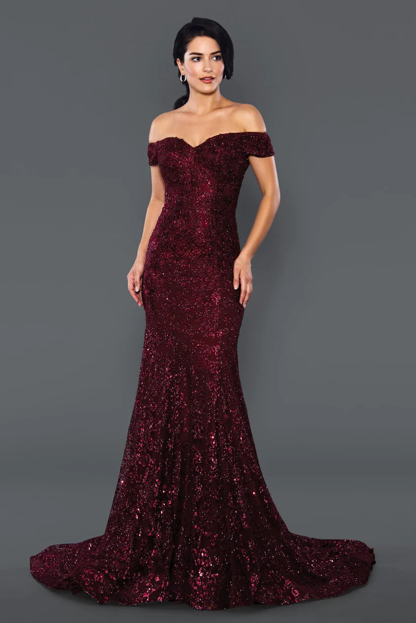 Jovani 22858 Long Sleeve Glitter Dress - MadameBridal.com
