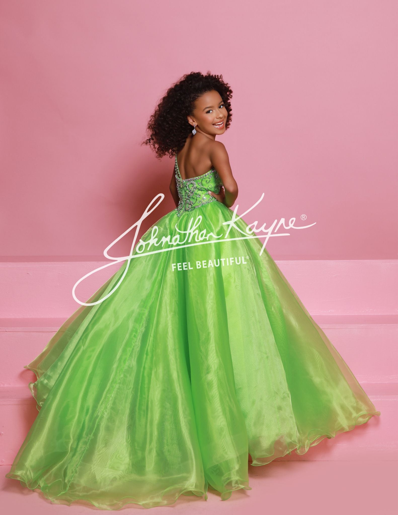 Sugar Kayne C355 One Shoulder Ruffle Embellished Bodice Organza Ballgown