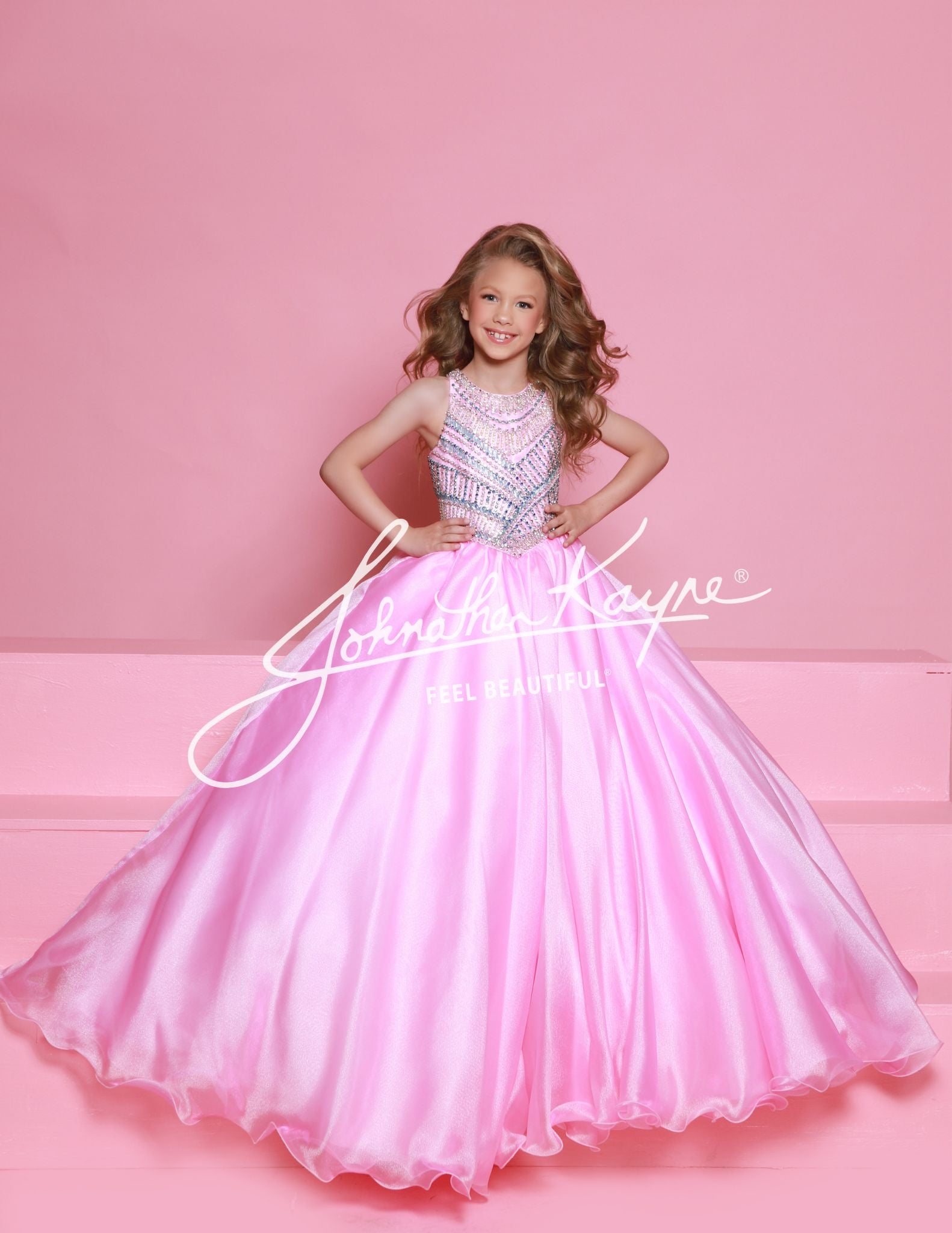 Sugar Kayne C362 Embellished Bodice Girls Pageant Dress High Neckline ...