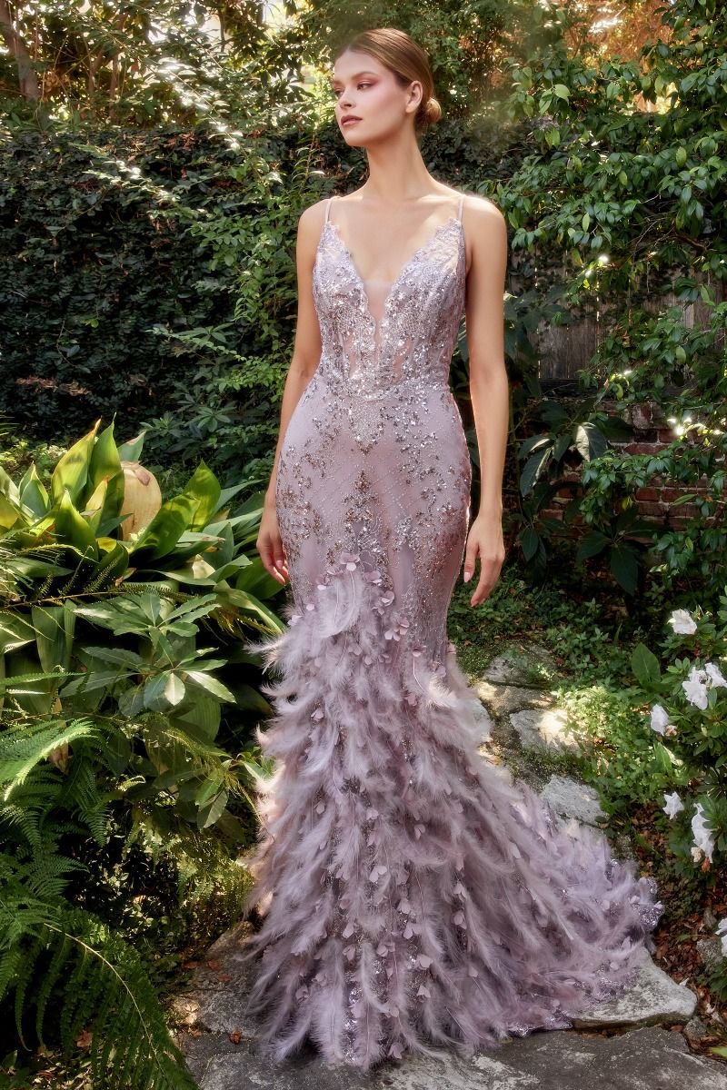 Long feather prom dresses hotsell