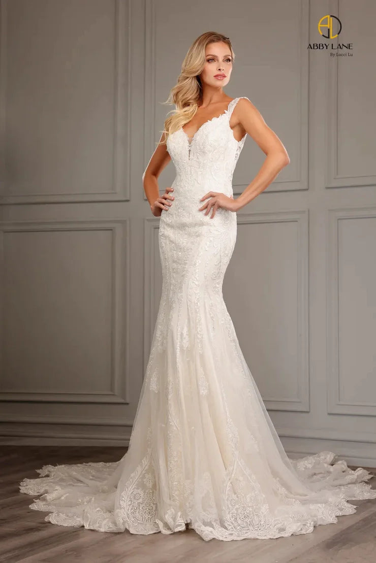 Champagne White Wedding Dress