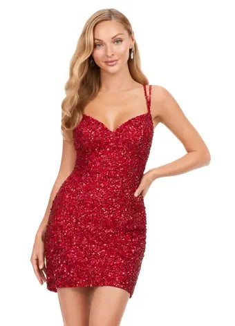 Red sparkly store party dress