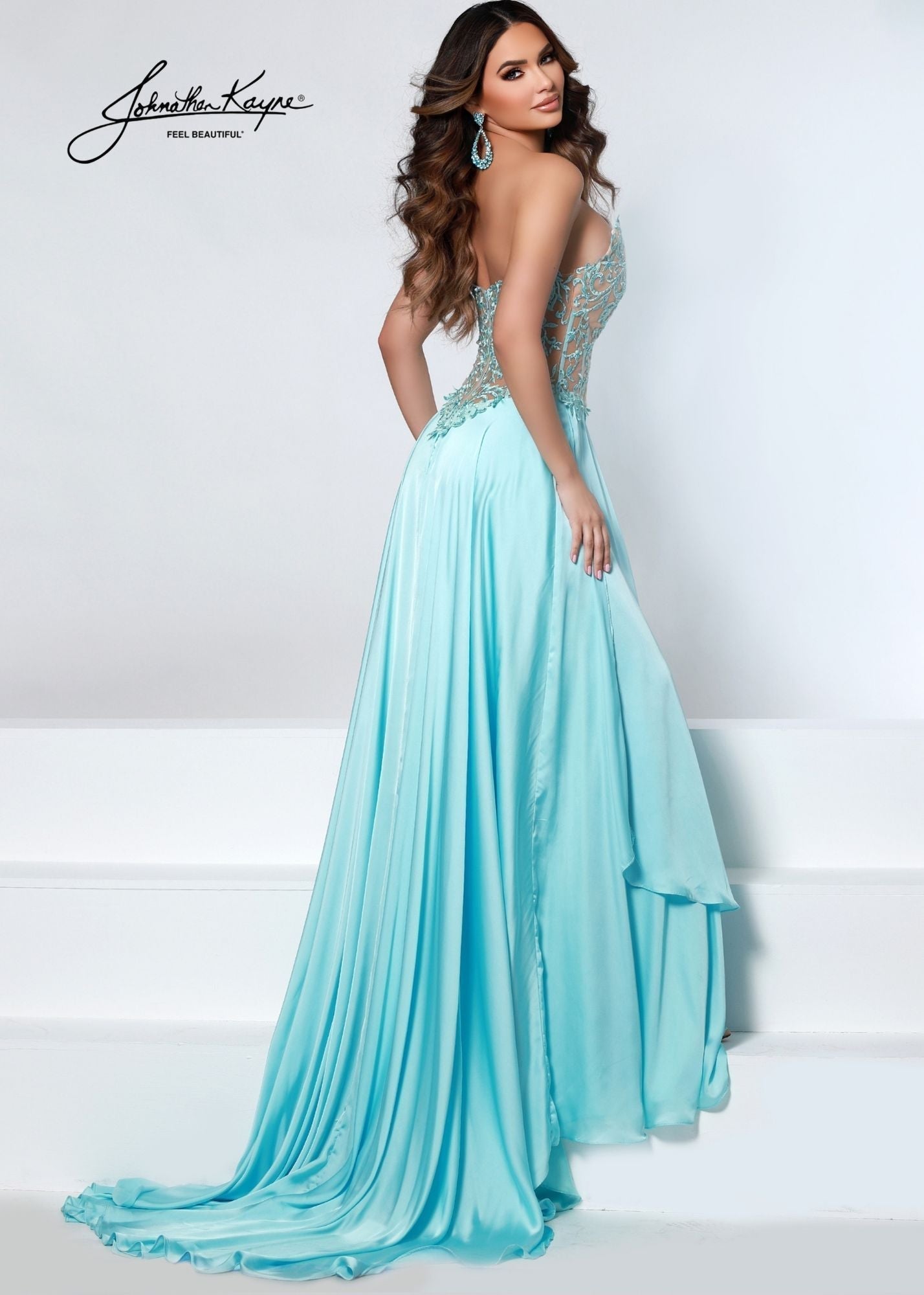 Johnathan Kayne 2554 Ice Blue Pageant Gown Size 00 Prom Dress