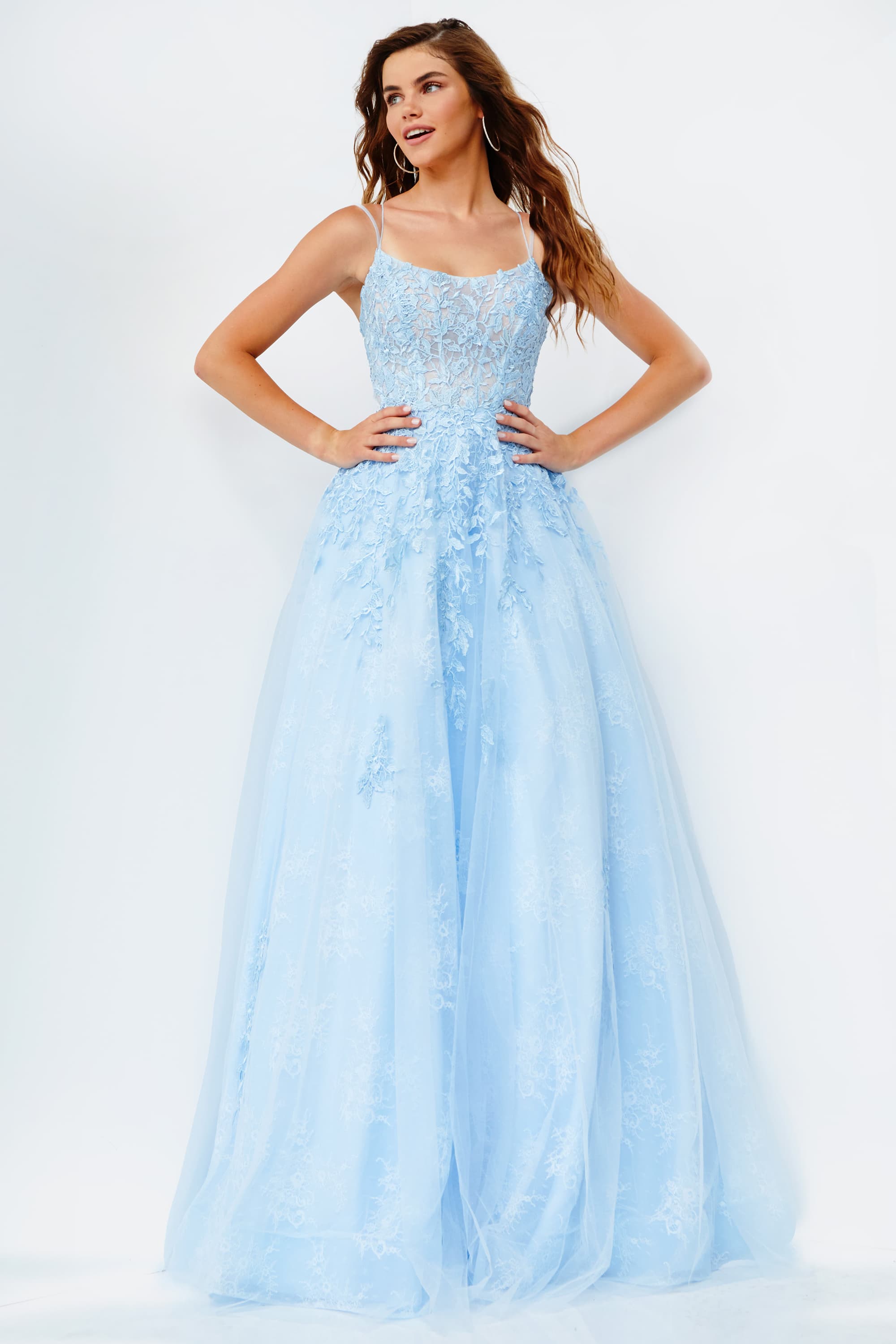 Blue Lace Prom Dress Jovani