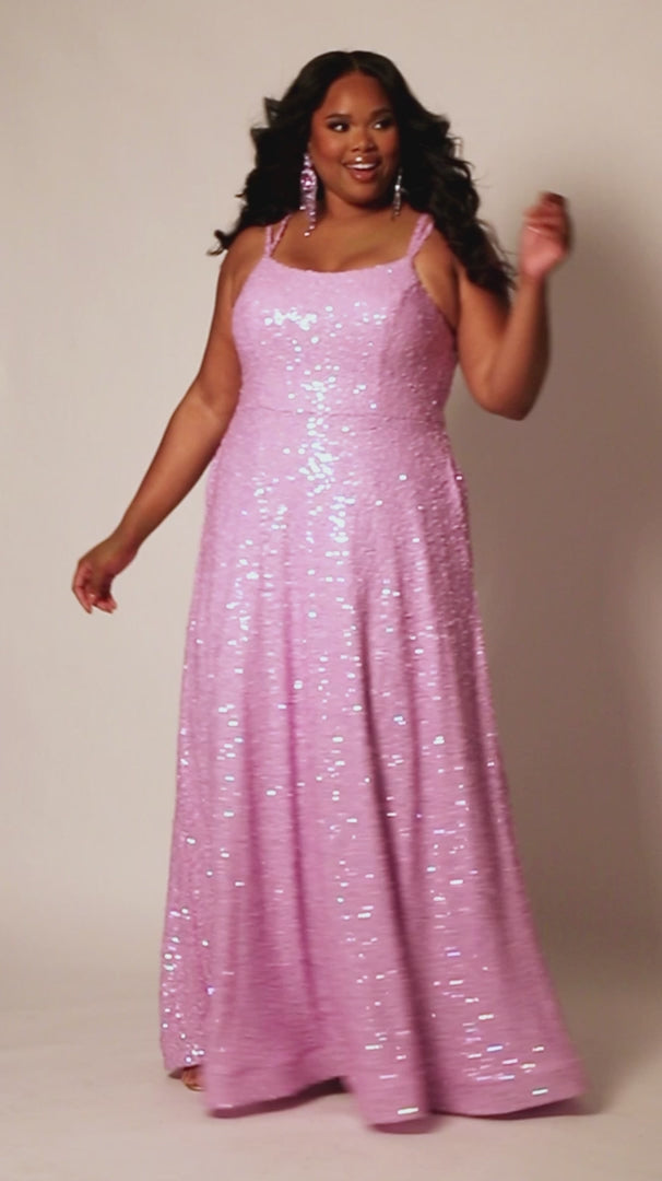 Sydneys Closet SC7365 Long Prom Dress Plus Size Sequin Scoop