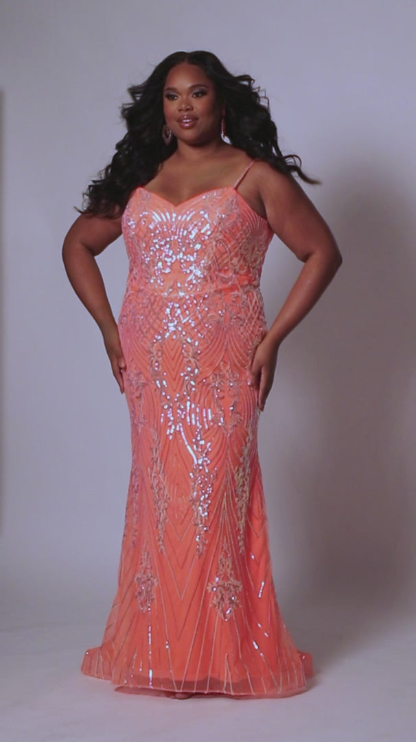 Sydneys Closet SC7366 Long Prom Dress Fitted Plus Size Sequin