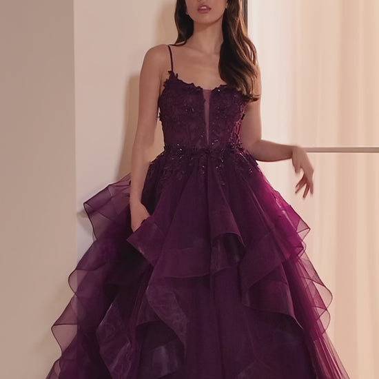 Step into elegance with the Ellie Wilde EW36225 Sheer Lace Corset Ball Gown. Featuring a stunning sheer lace bodice and layered corset, this formal evening gown is perfect for prom or any special occasion. Make a statement in this luxurious and exclusive dress, designed to make you feel like a work of art.