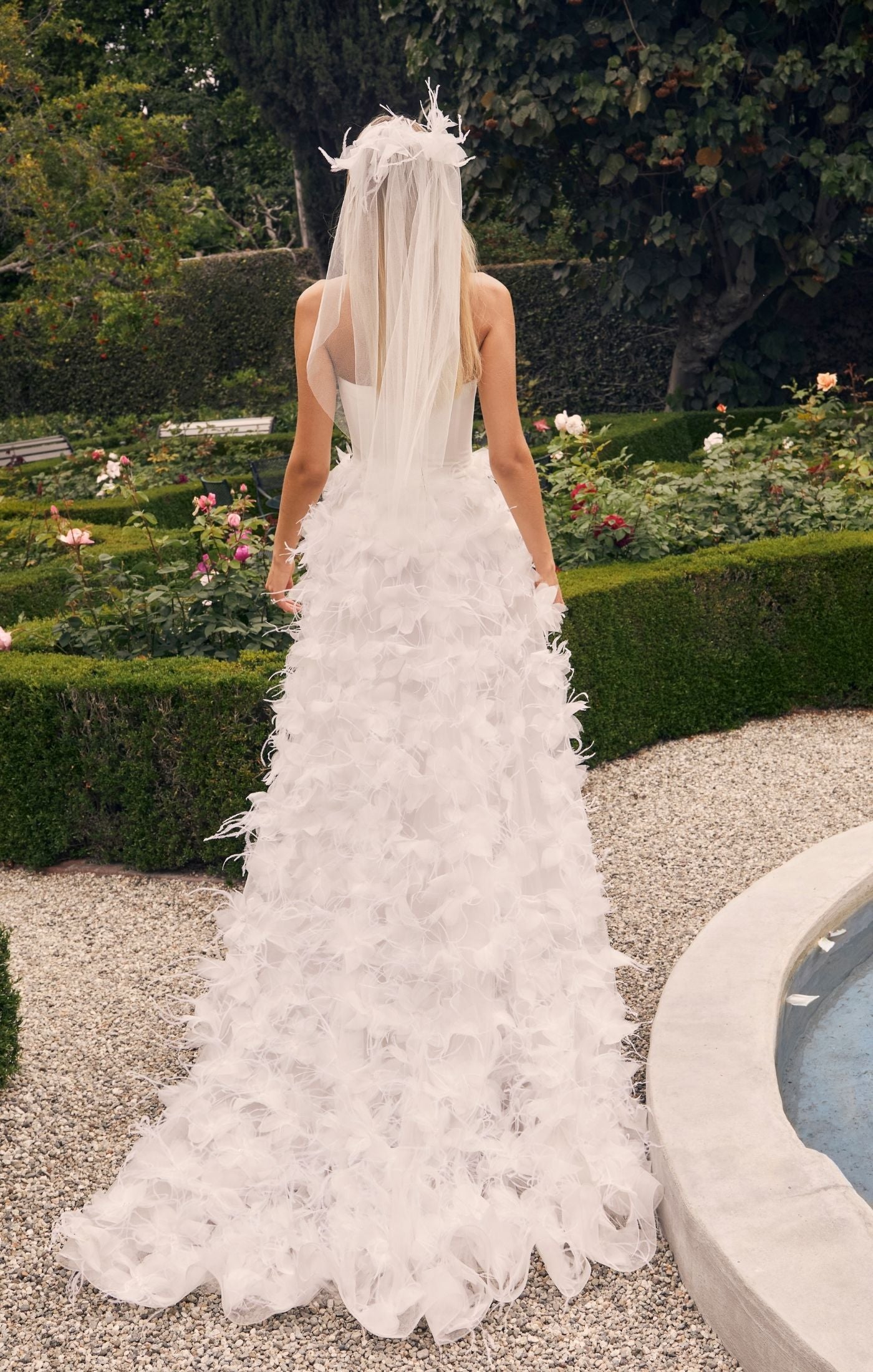 Long feather skirt white sale