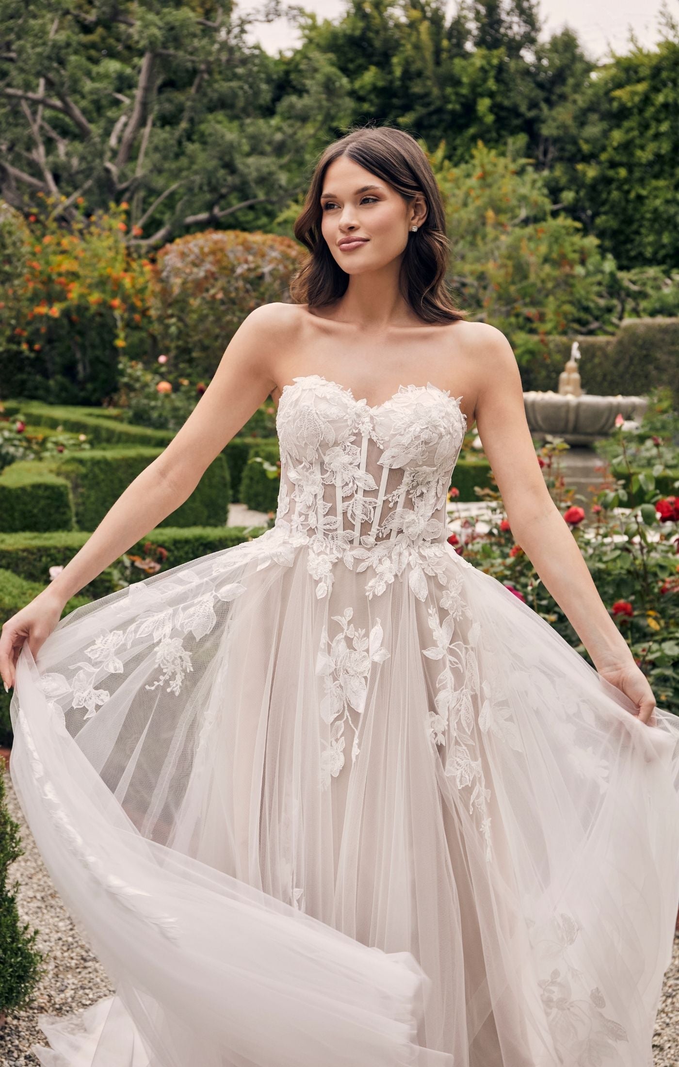 Strapless Sweetheart Lace Corset Back Side Slit Wedding Dress
