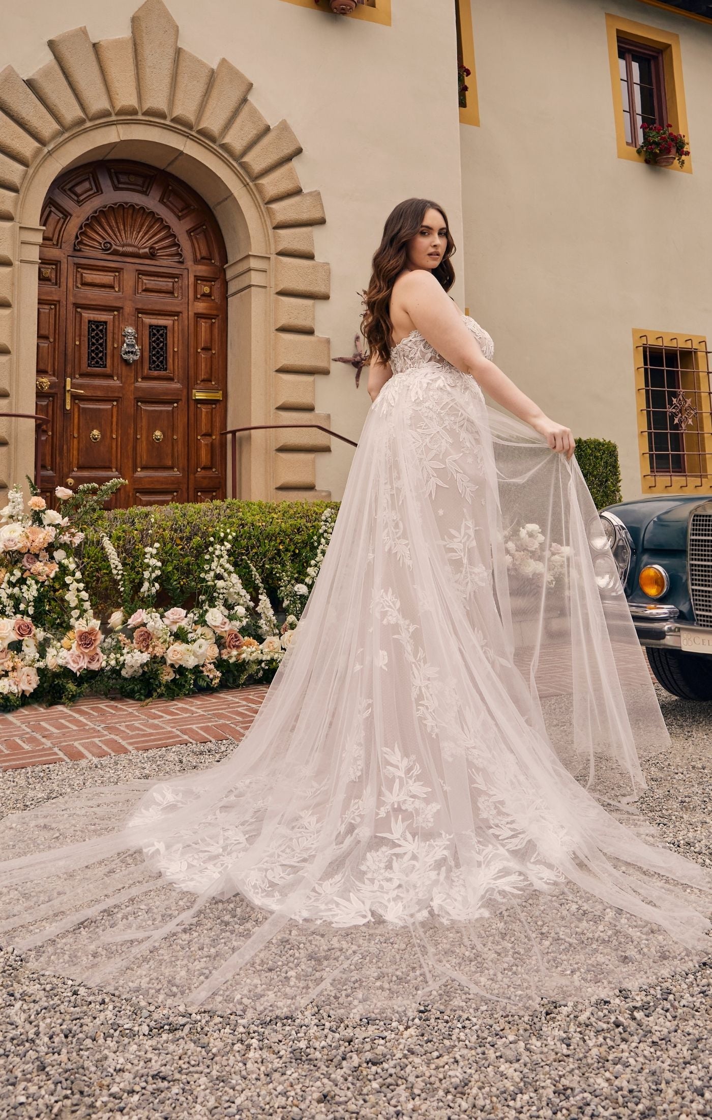 Casablanca Bridal 2548 Jacqueline A-Line Ballgown Off The Shoulder Sheer  Floral Tulle Appliques Train Wedding Dress