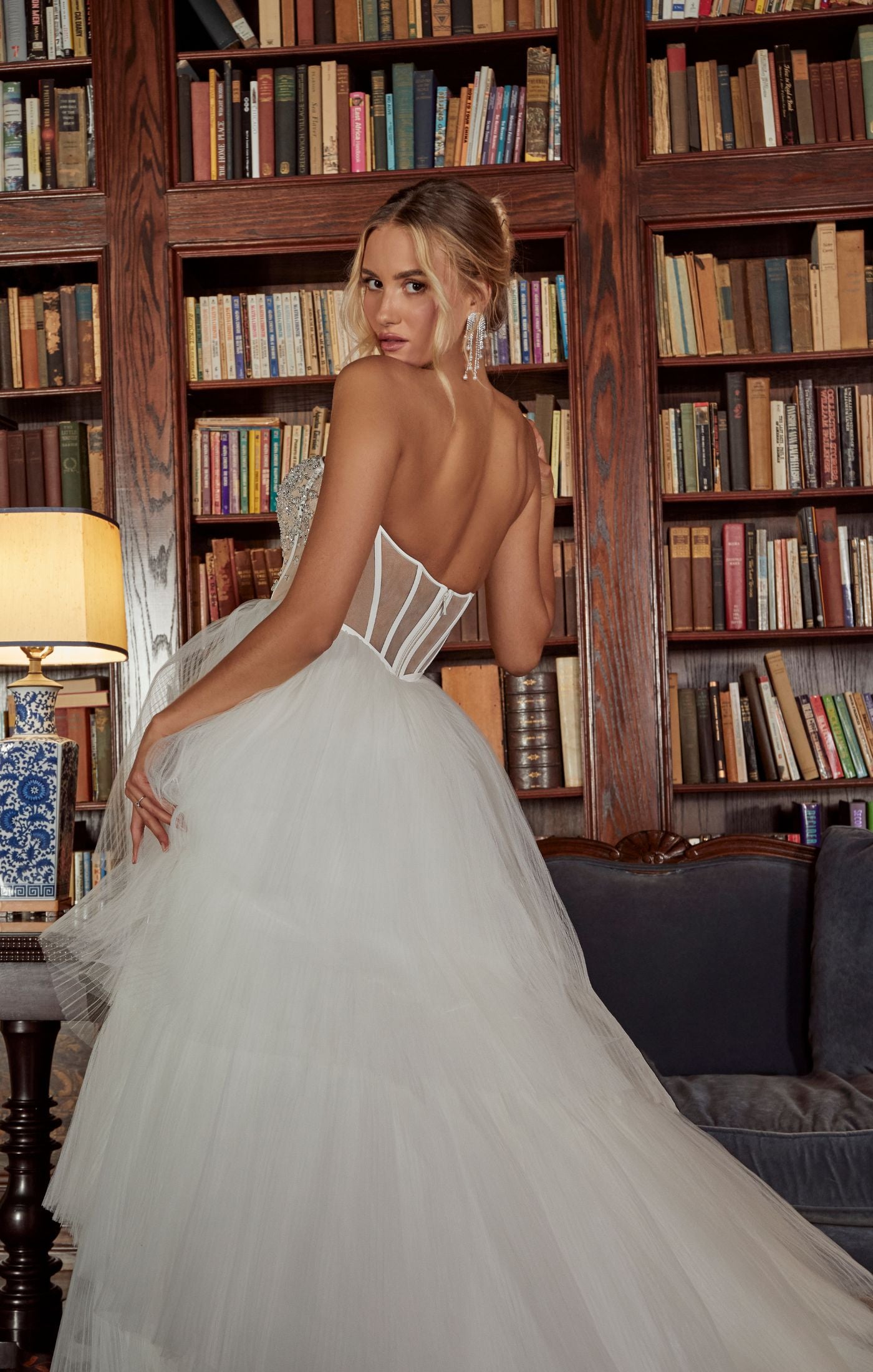 Casablanca Bridal 2558 Jewel A-Line Ballgown Strapless Sheer Corset  Sweetheart Neckline Tulle Tier Train Wedding Gown