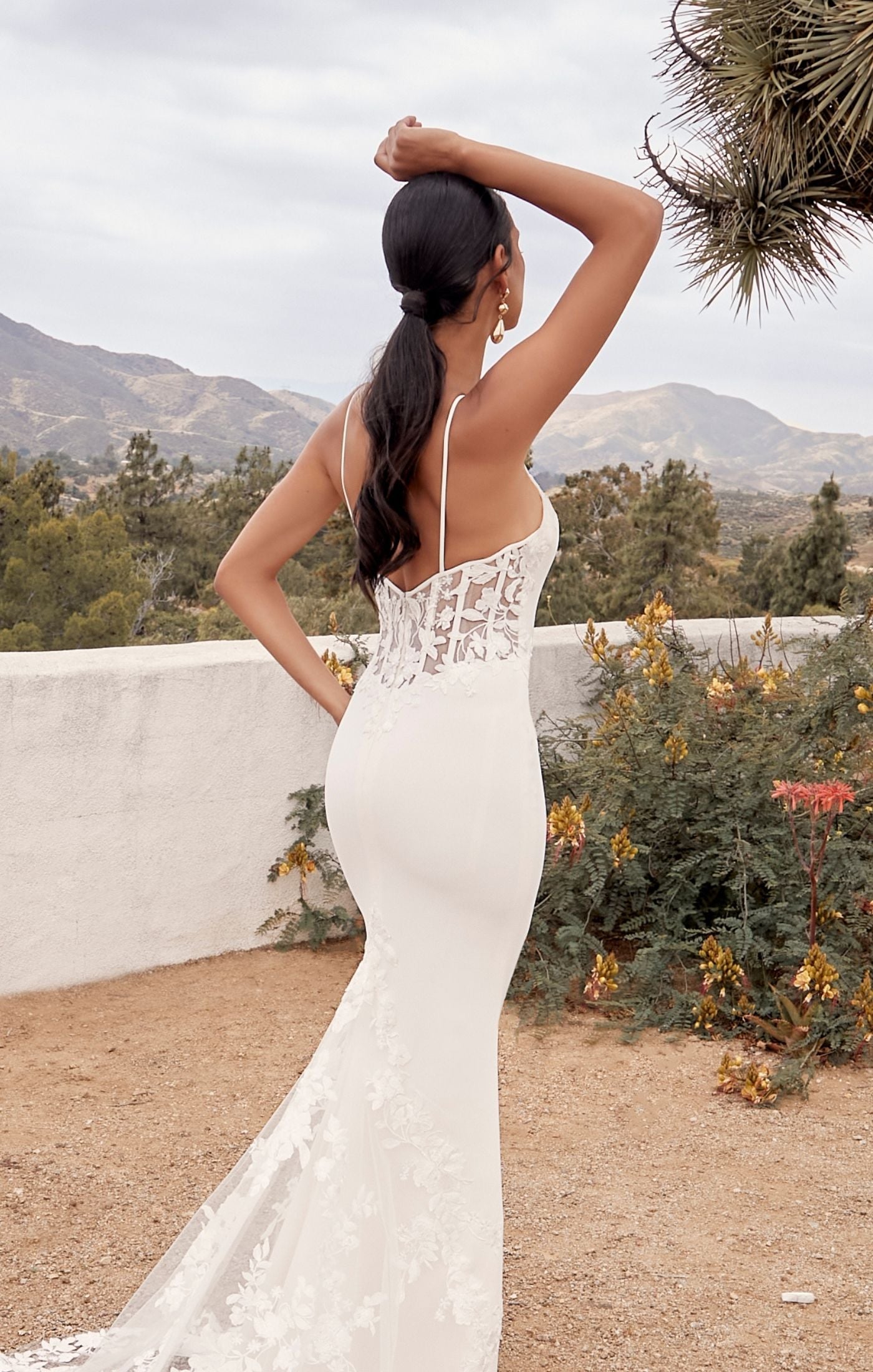 Side Draped Fit Flare Wedding Gown