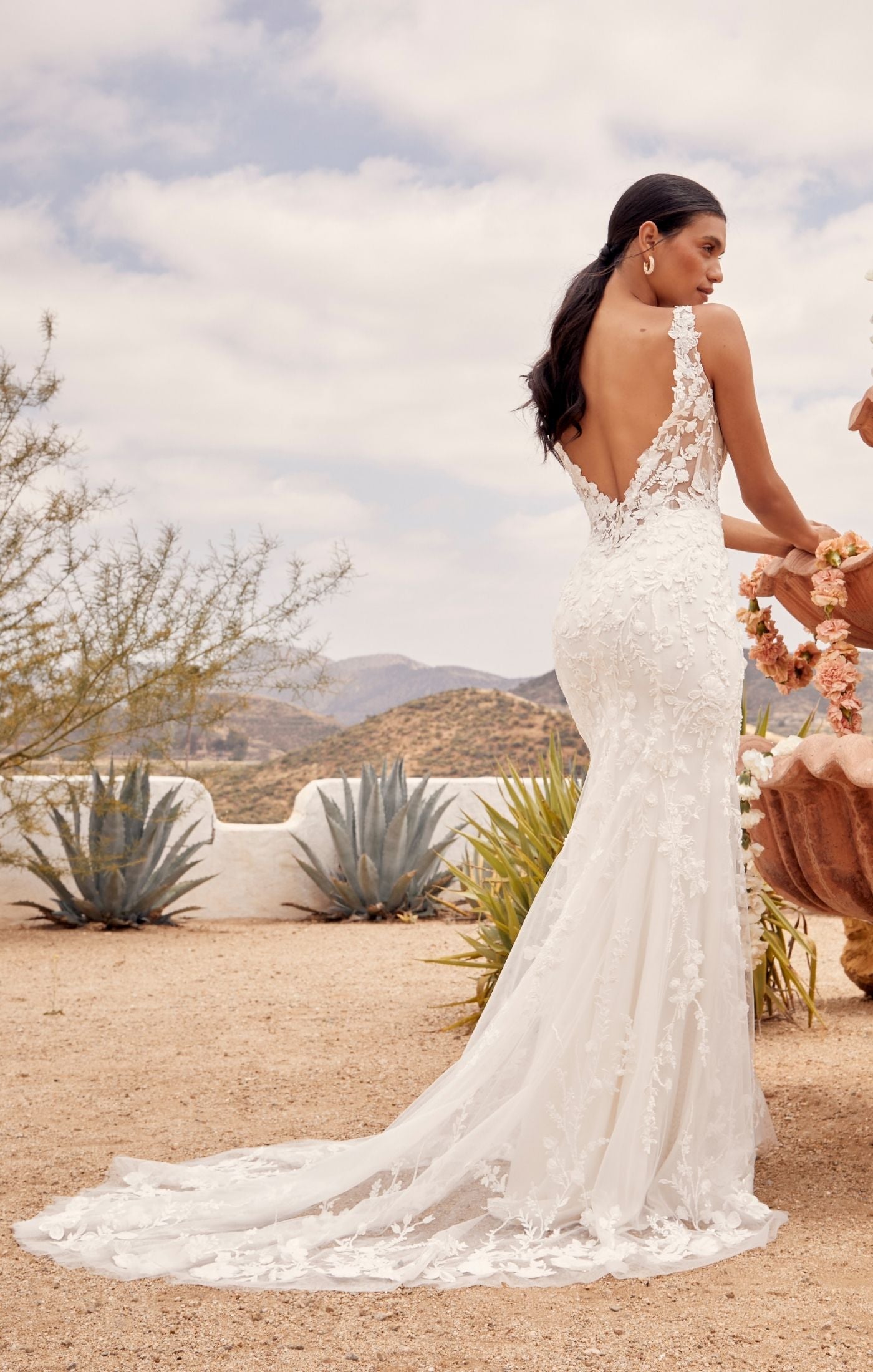 Sparkly Fit-and-Flare Plus Size Wedding Dress with Spaghetti Straps