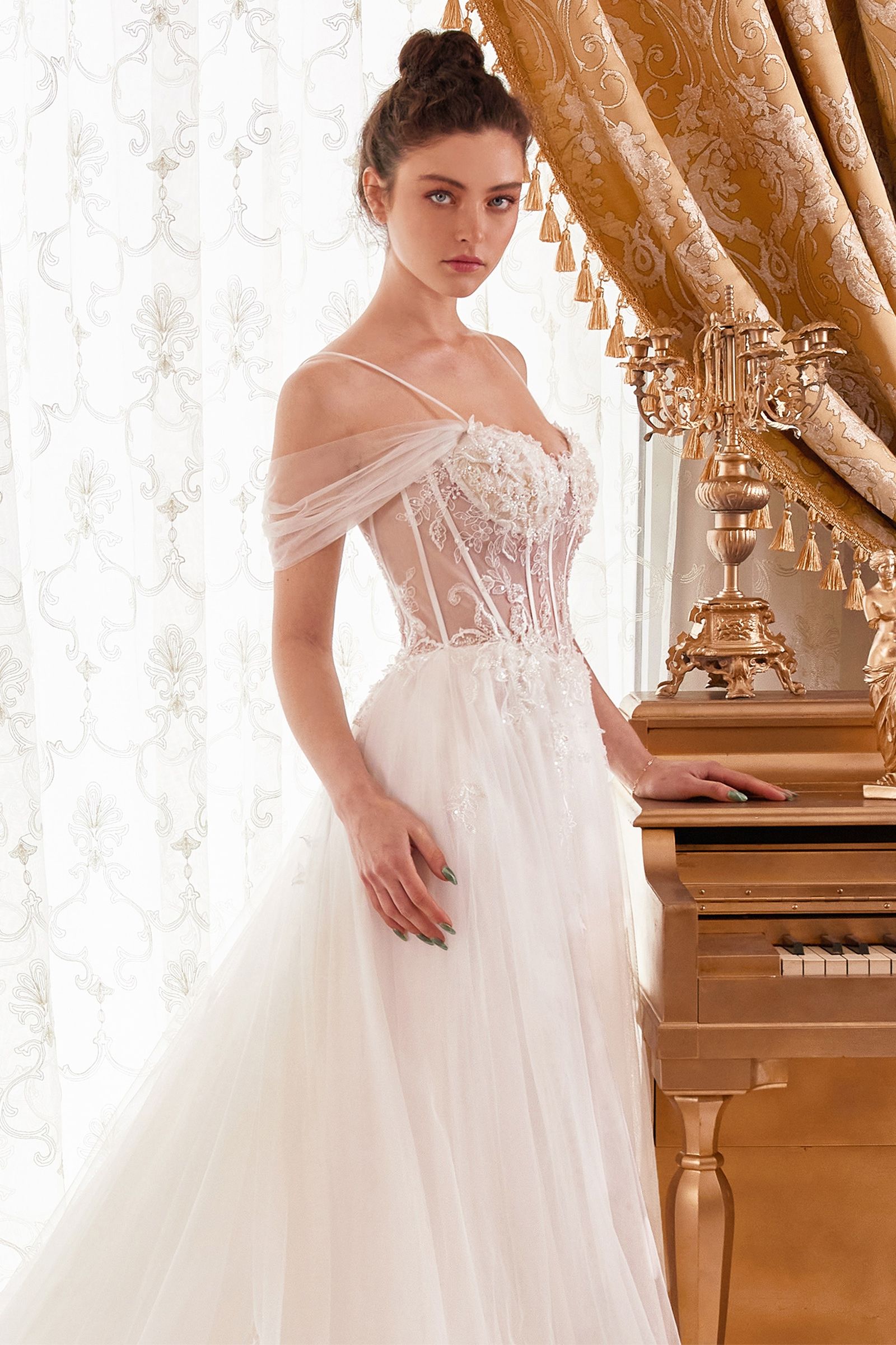 Sheer Corset Bodice Wedding Dresses