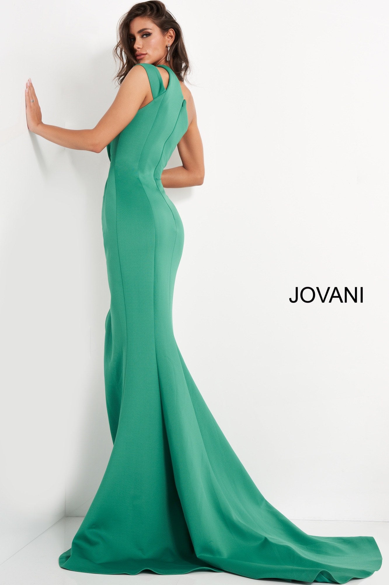 Jovani 04222 long train one shoulder evening gown prom dress cutouts r –  Glass Slipper Formals