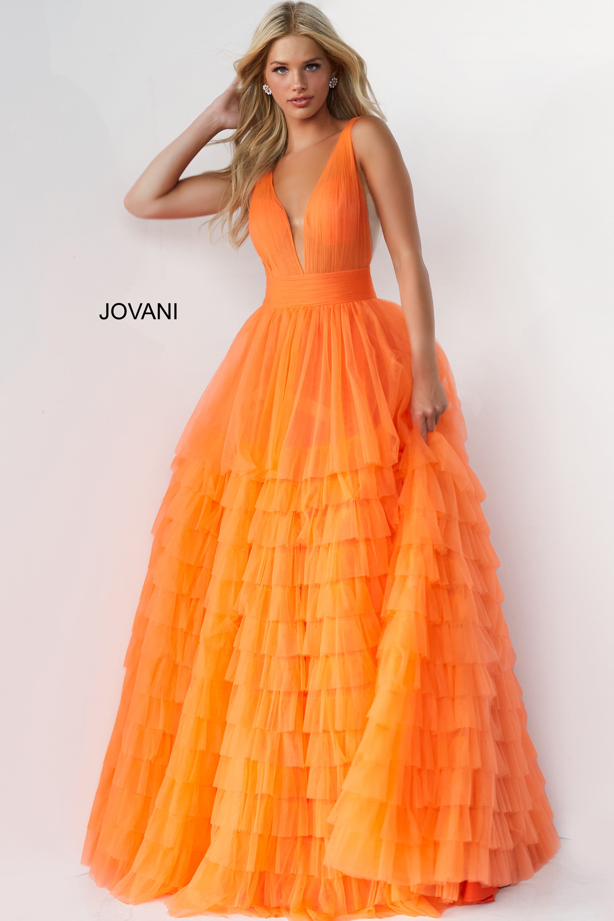 Orange Ruffle Prom Dresses