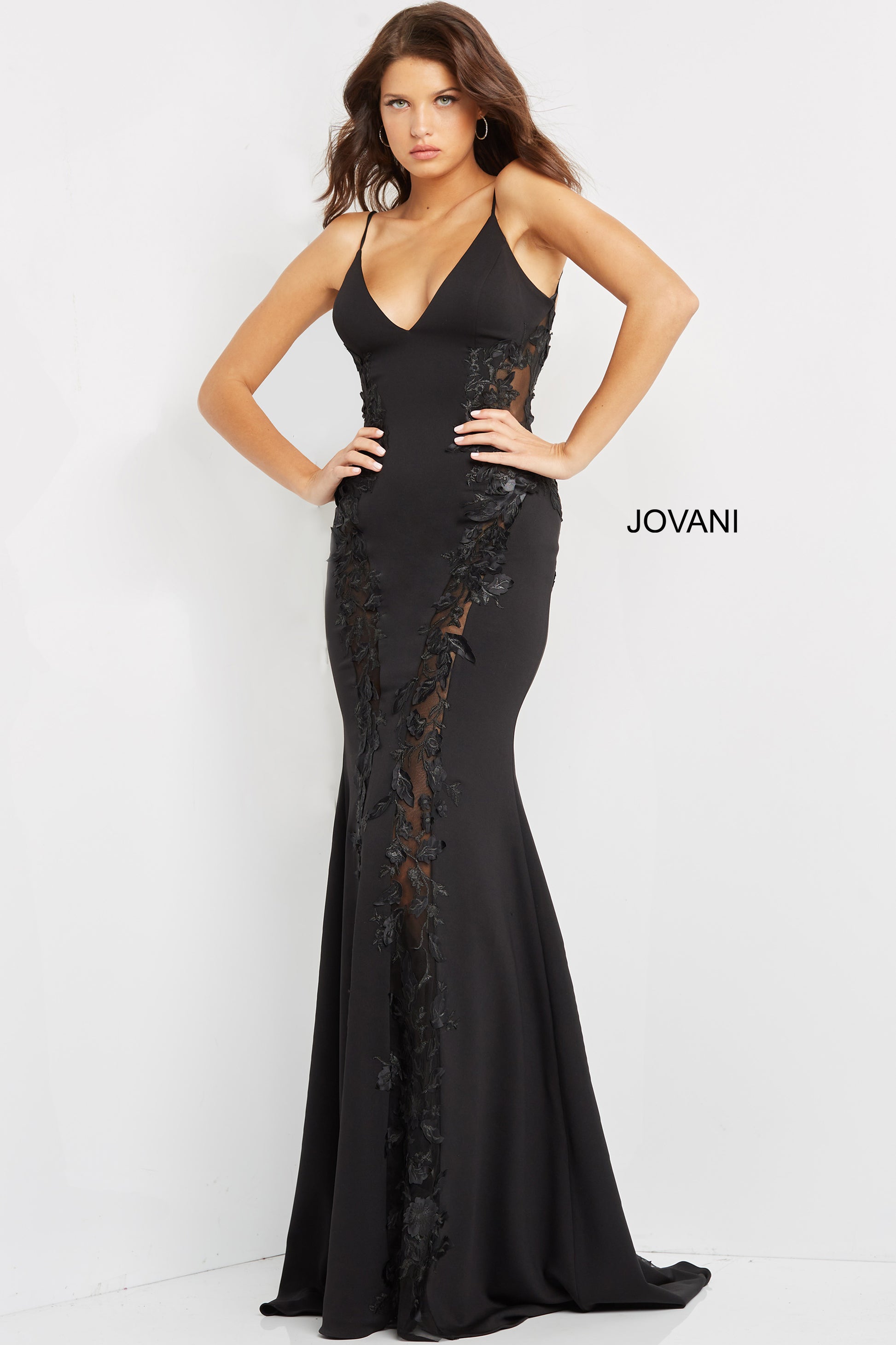 Jovani Dress 25956  Spaghetti straps black dress 25956
