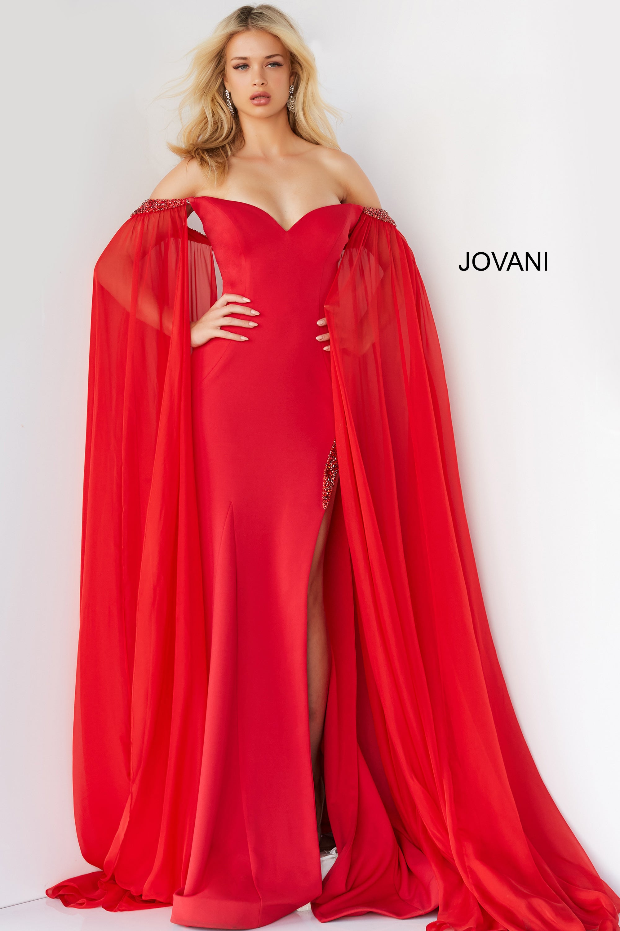 Jovani cape shop dress