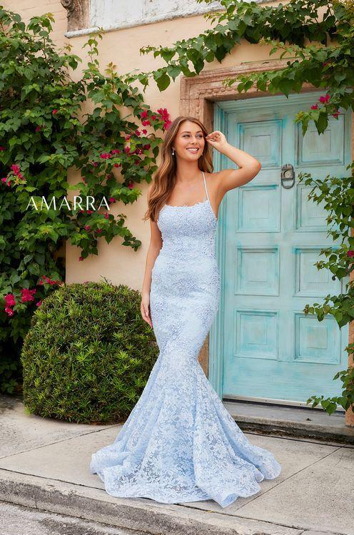 Amarra 20255 Embellished Lace Prom Dress Lace Up Back And Mermaid Gown