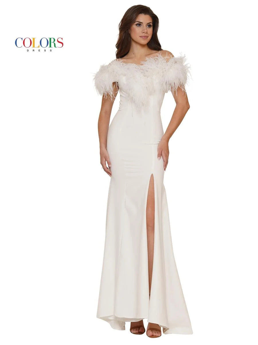 Rred White Feather Evening Dress