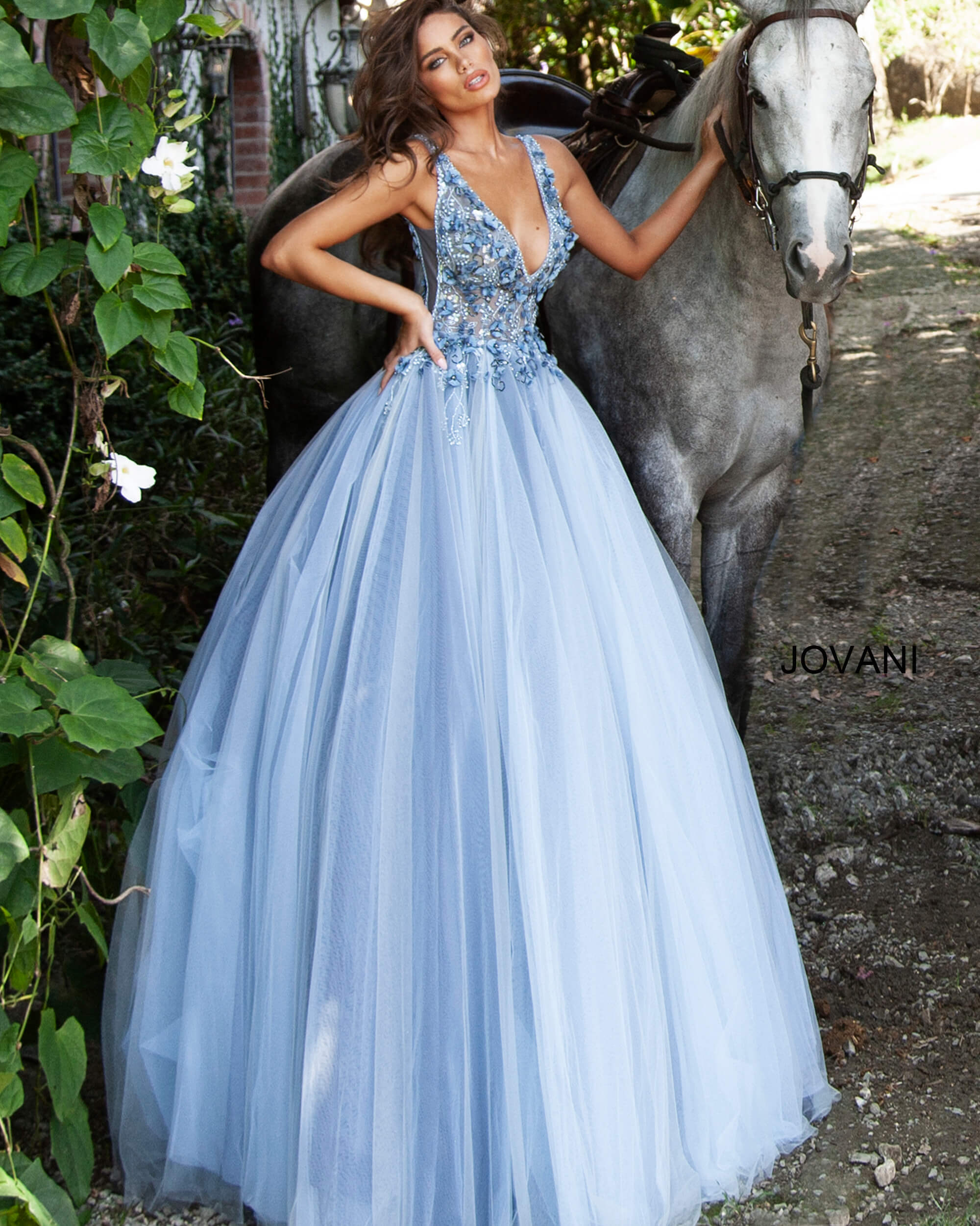 Jovani blue 2025 dress long