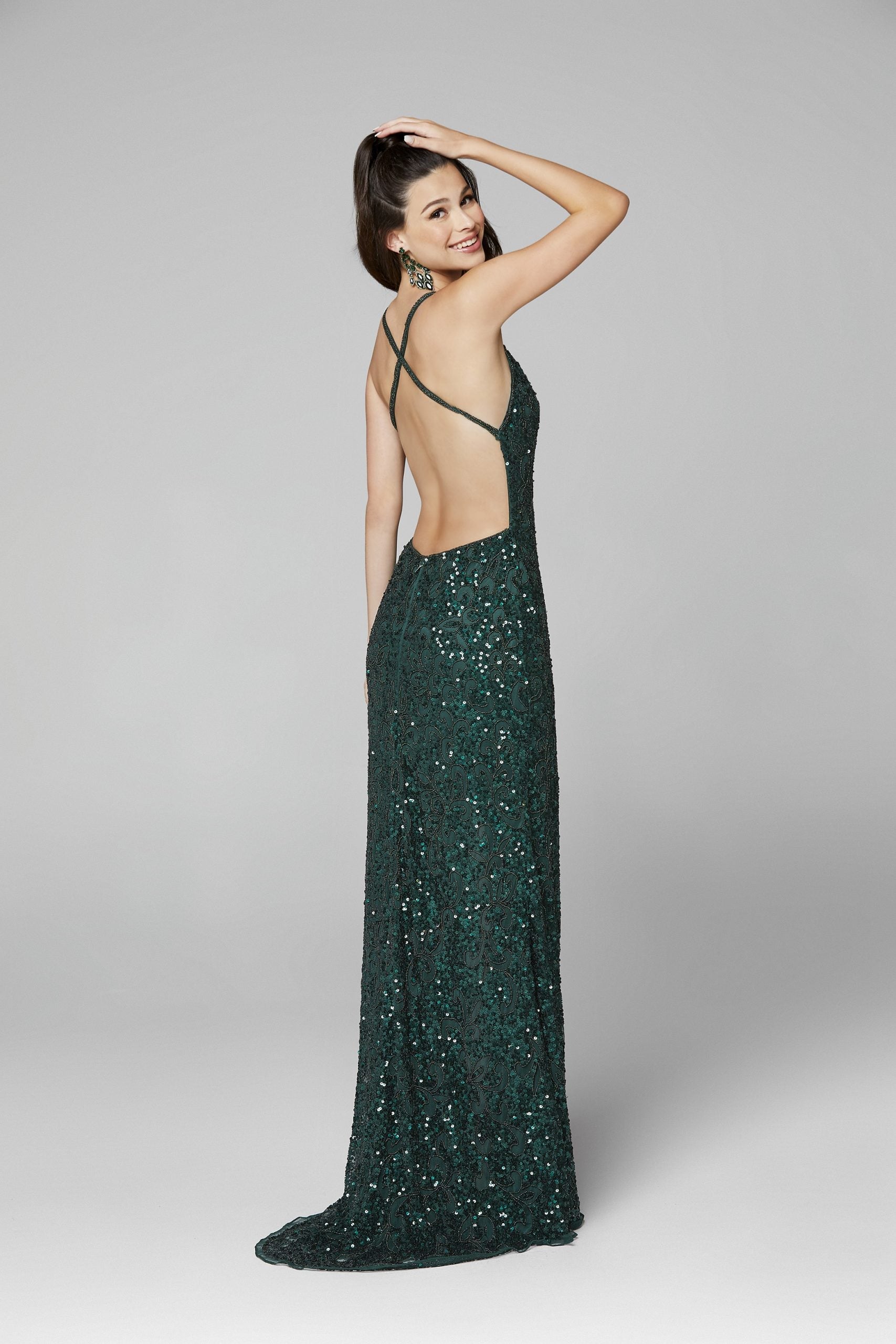 Forest Green Prom Dress Open Back