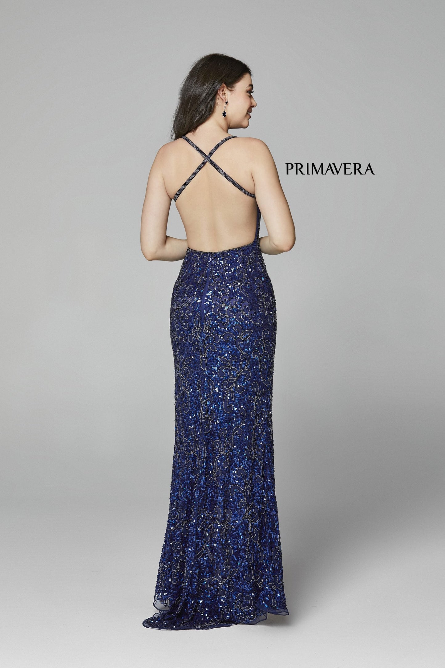 Primavera Couture 3295 Size 2 Neon Lilac Prom Dress V Neckline Sequins Backless Slit Formal Evening Gown