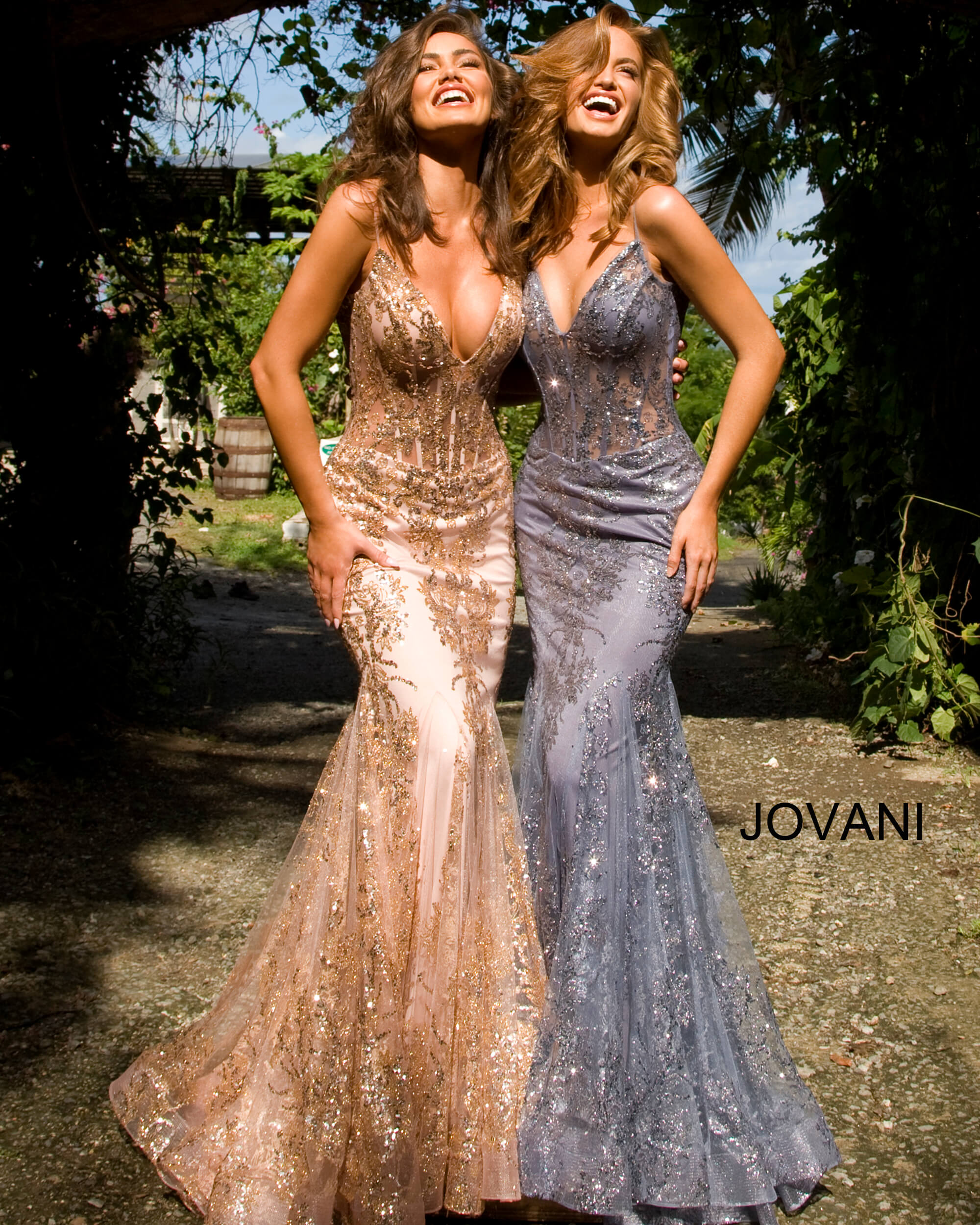 Jovani 3675 Prom Dress Sheer Corset Shimmer Mermaid Pageant Gown