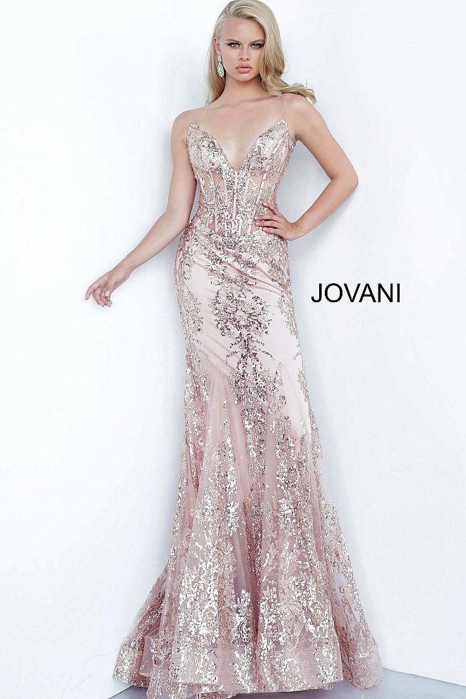 rose gold diamond jovani dresses